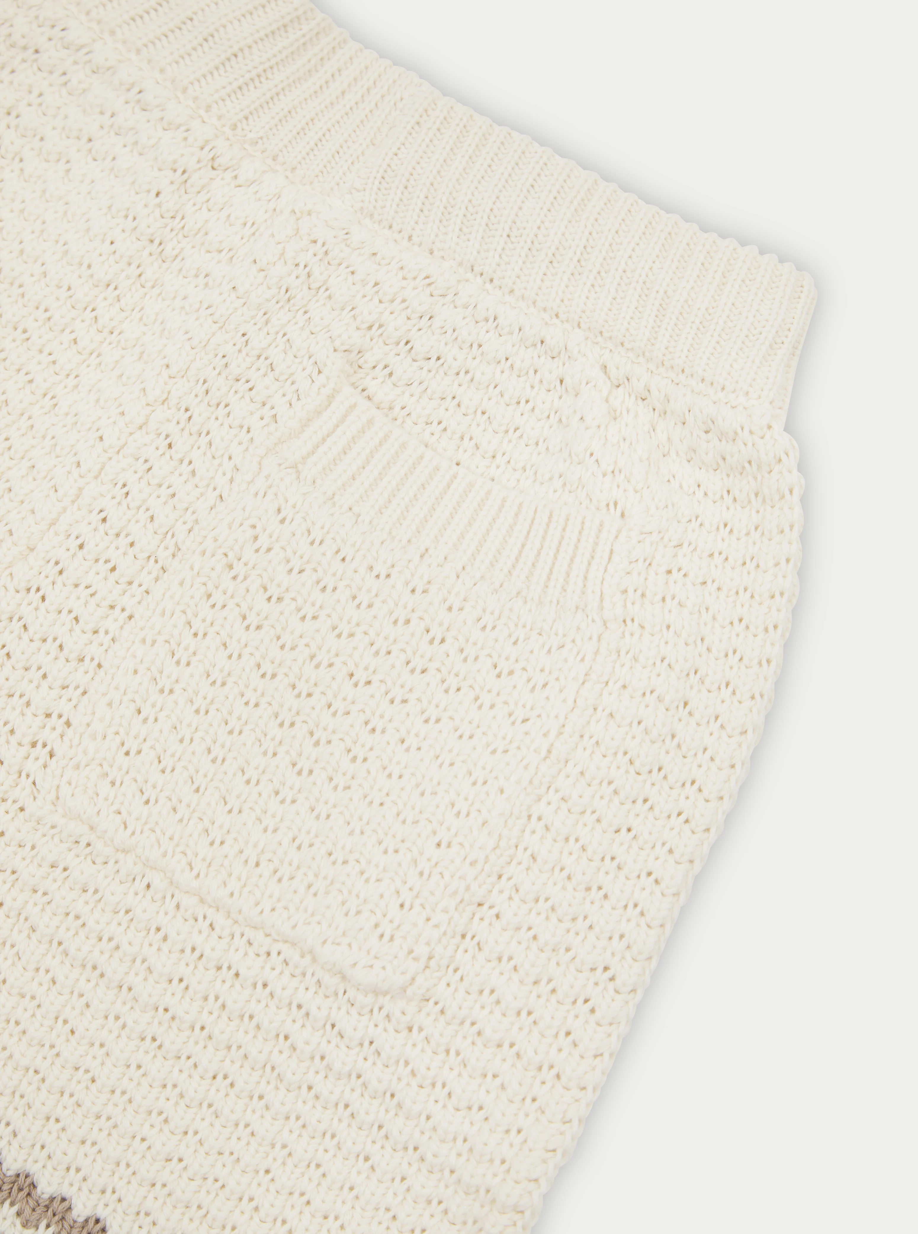 KIDS CROCHET KNITTED CONTRAST STRIPE SHORTS - OFF WHITE - Image 3