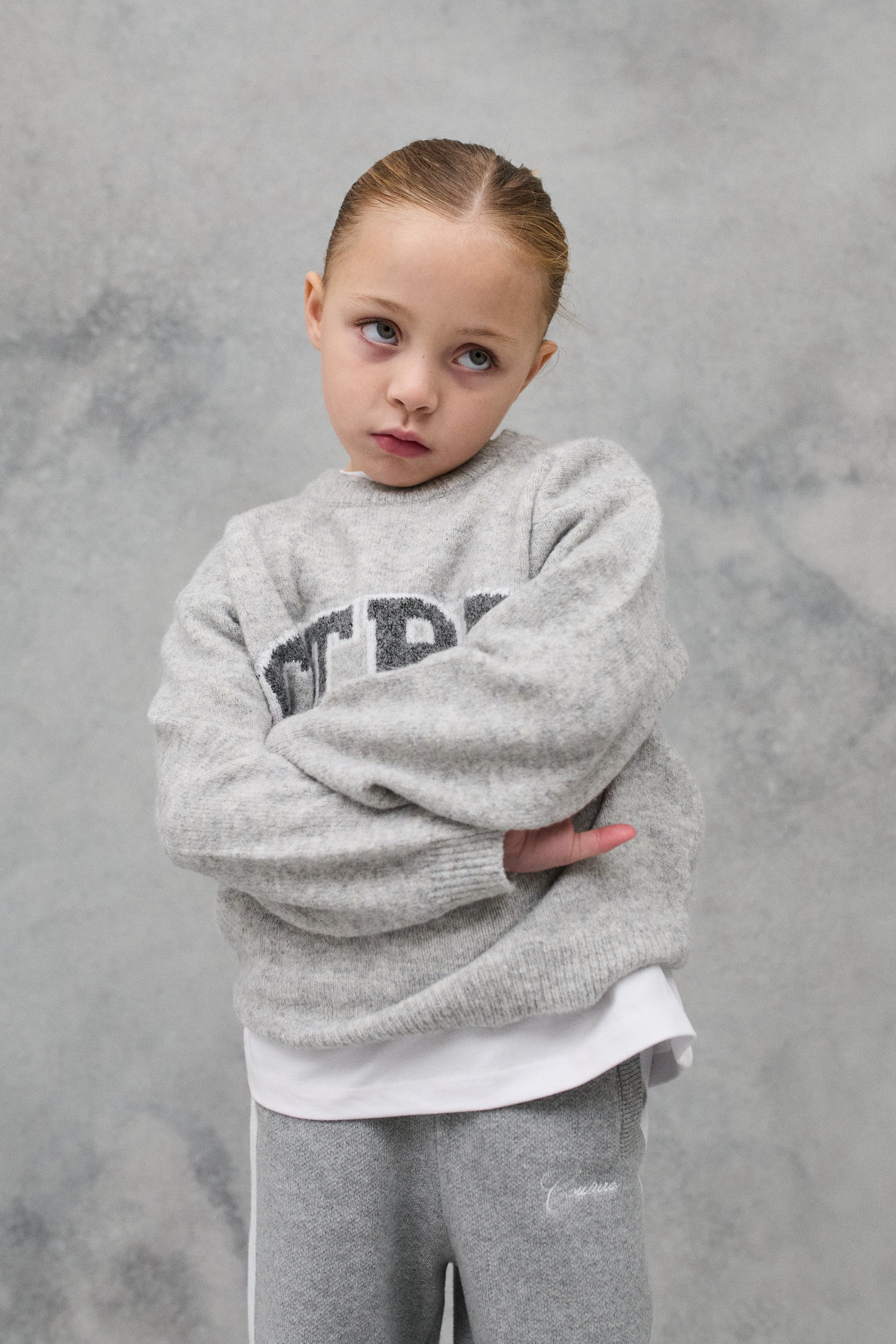 KIDS CTRE KNITTED SWEATSHIRT - GREY MARL - Image 7