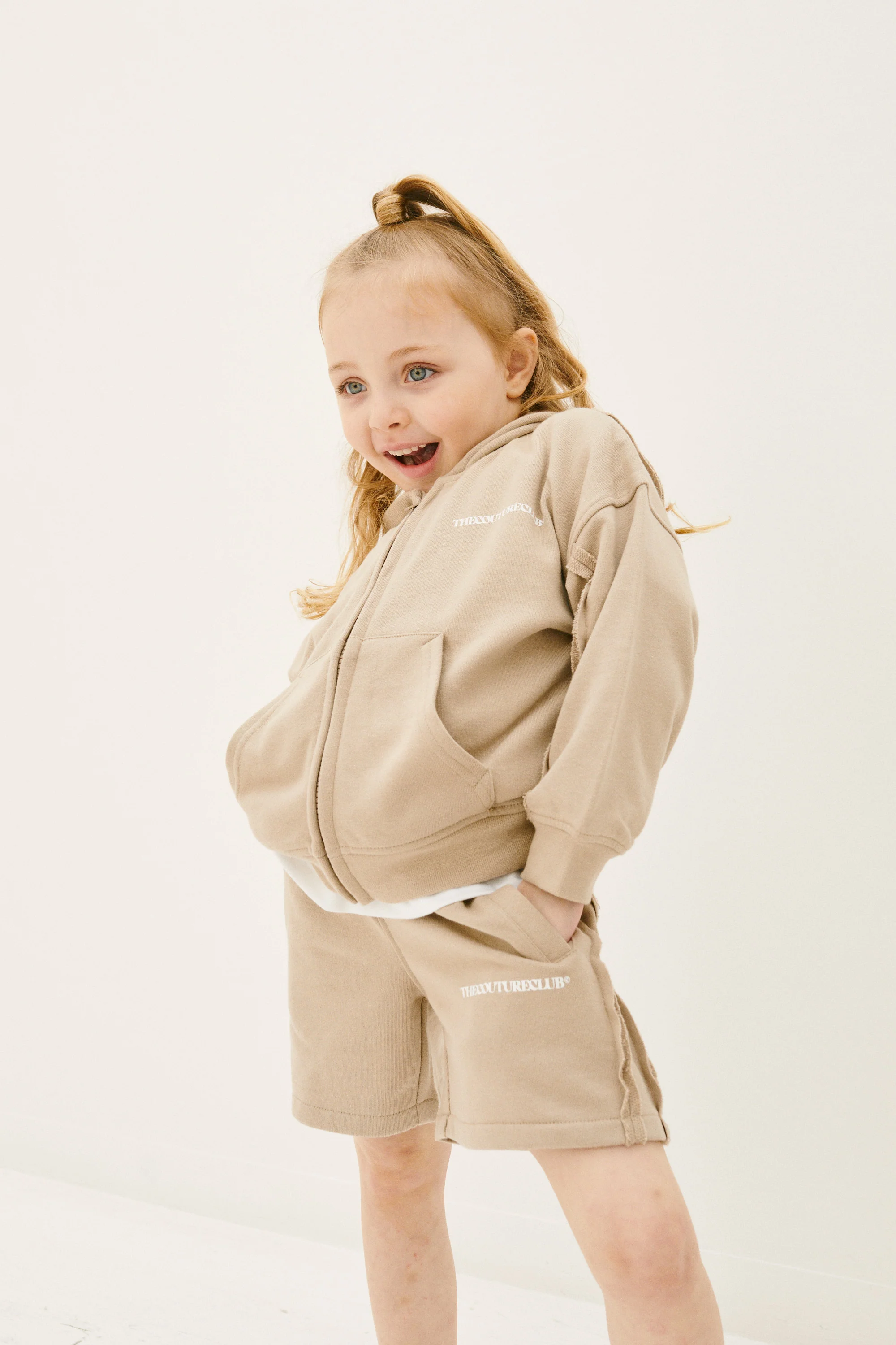 KIDS RAW SEAM MEMBERS ONLY HOODIE - DARK BEIGE - Image 2
