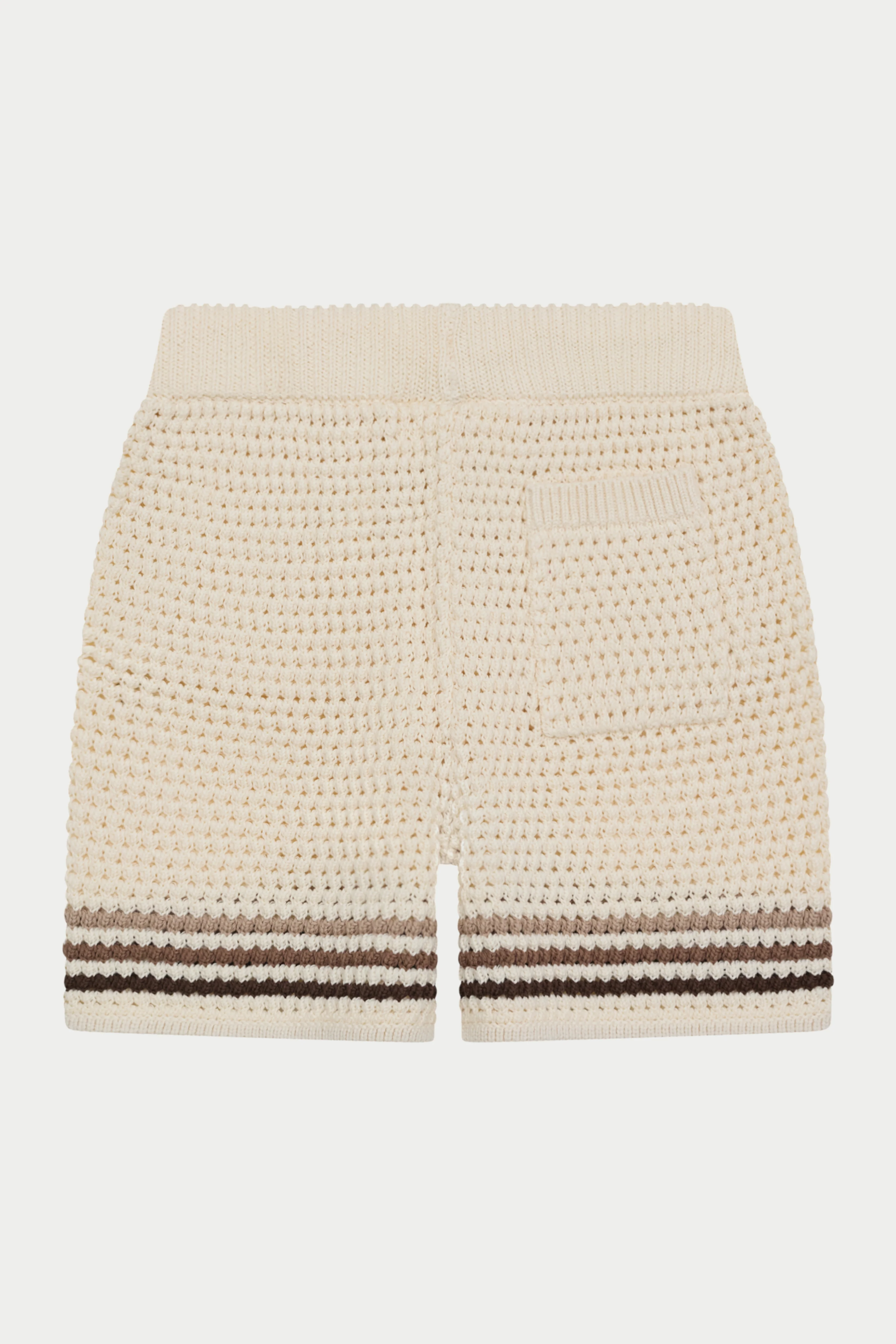 KIDS STRIPE CROCHET KNIT SHORTS - OFF WHITE - Image 9