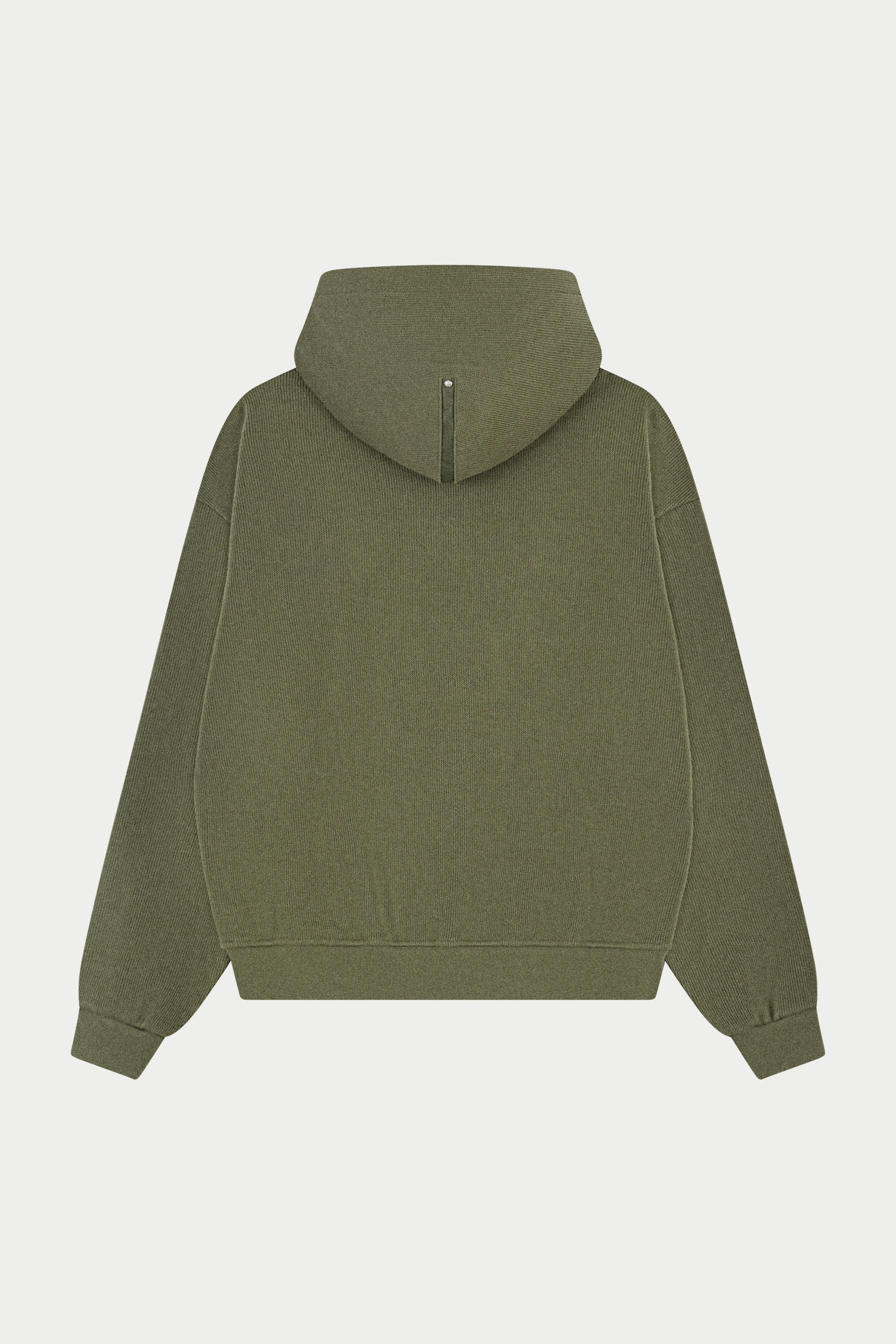 KNIT CONTRAST BINDING ZIP THROUGH HOODIE - KHAKI - Image 7
