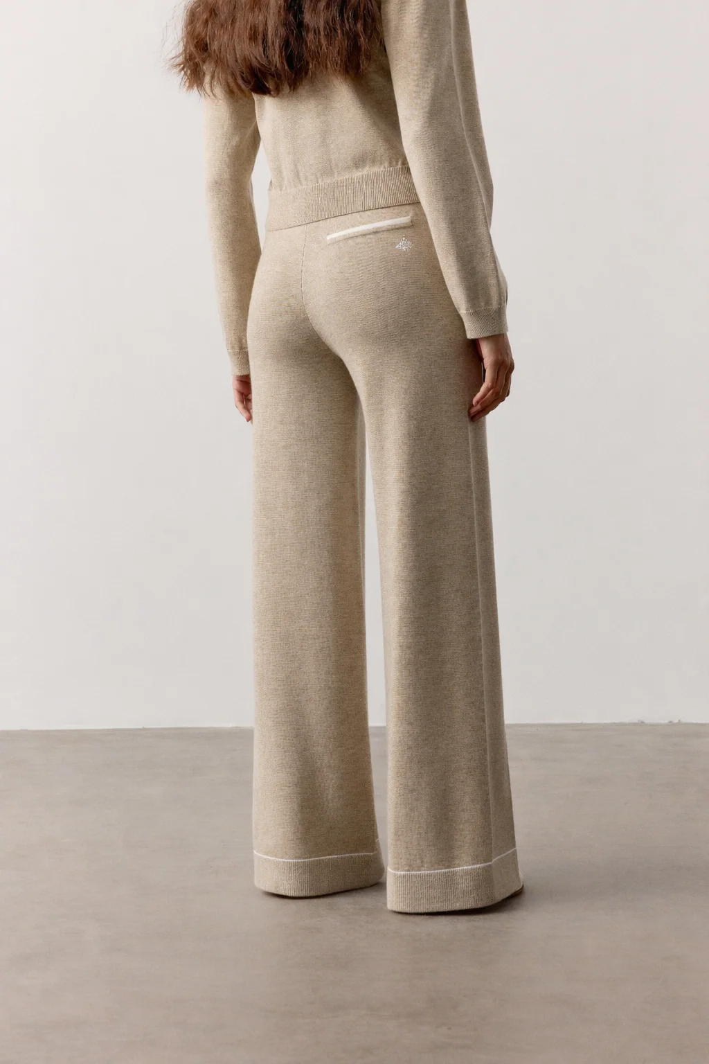 KNITTED PANEL TROUSERS - BEIGE - Image 6