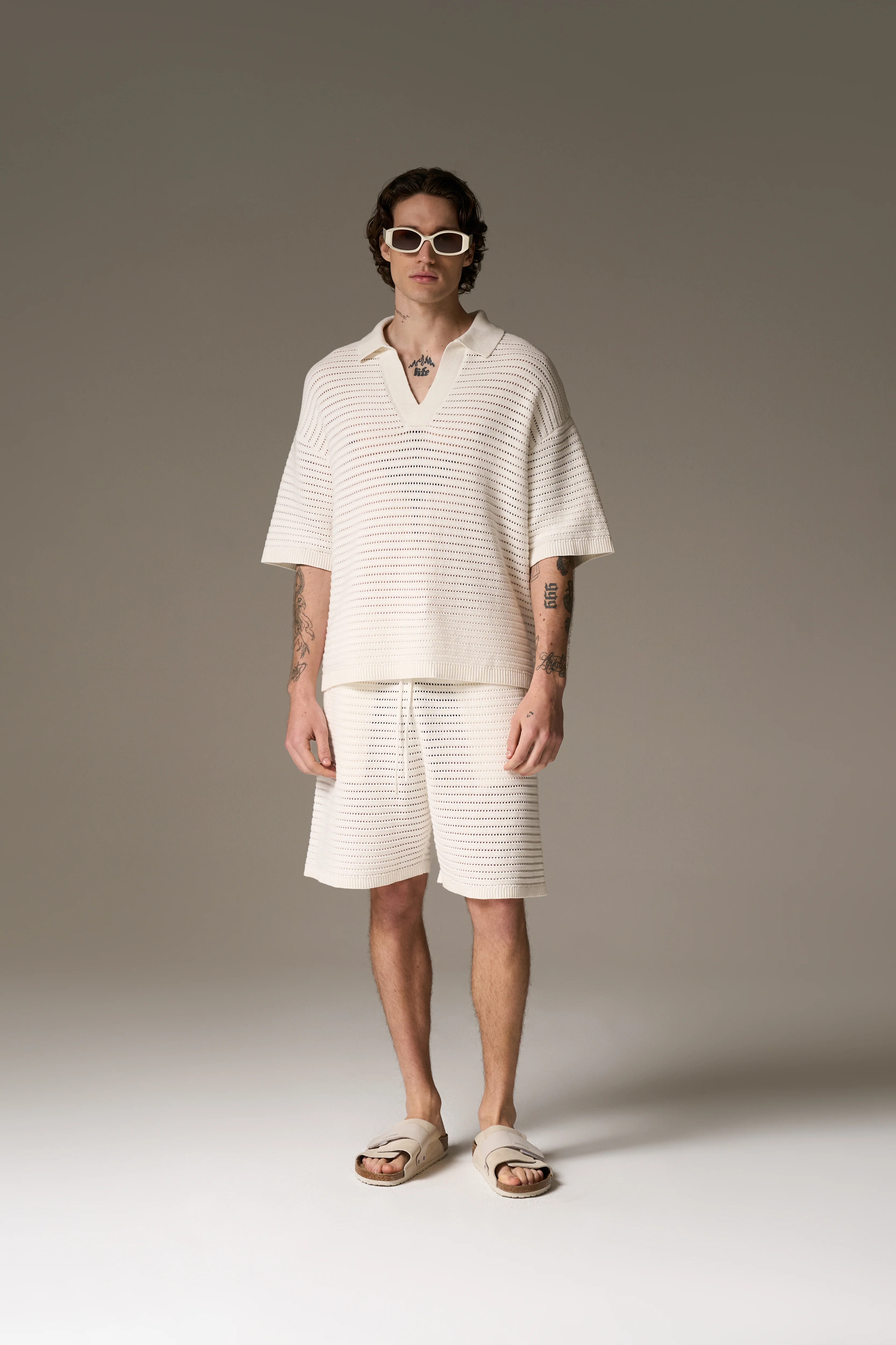 KNITTED POLO SHIRT - WHITE - Image 9