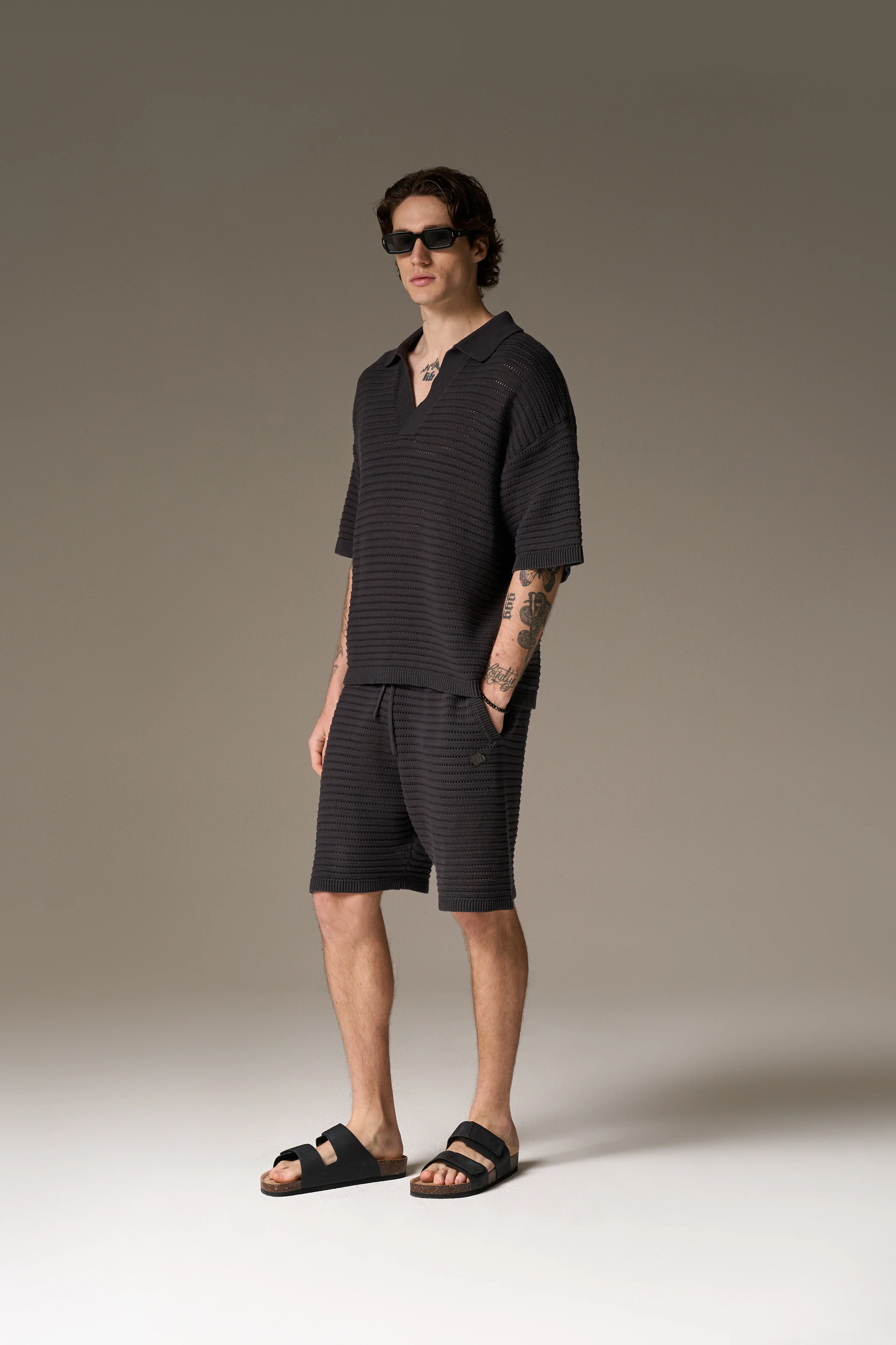 KNITTED SHORTS - CHARCOAL - Image 10