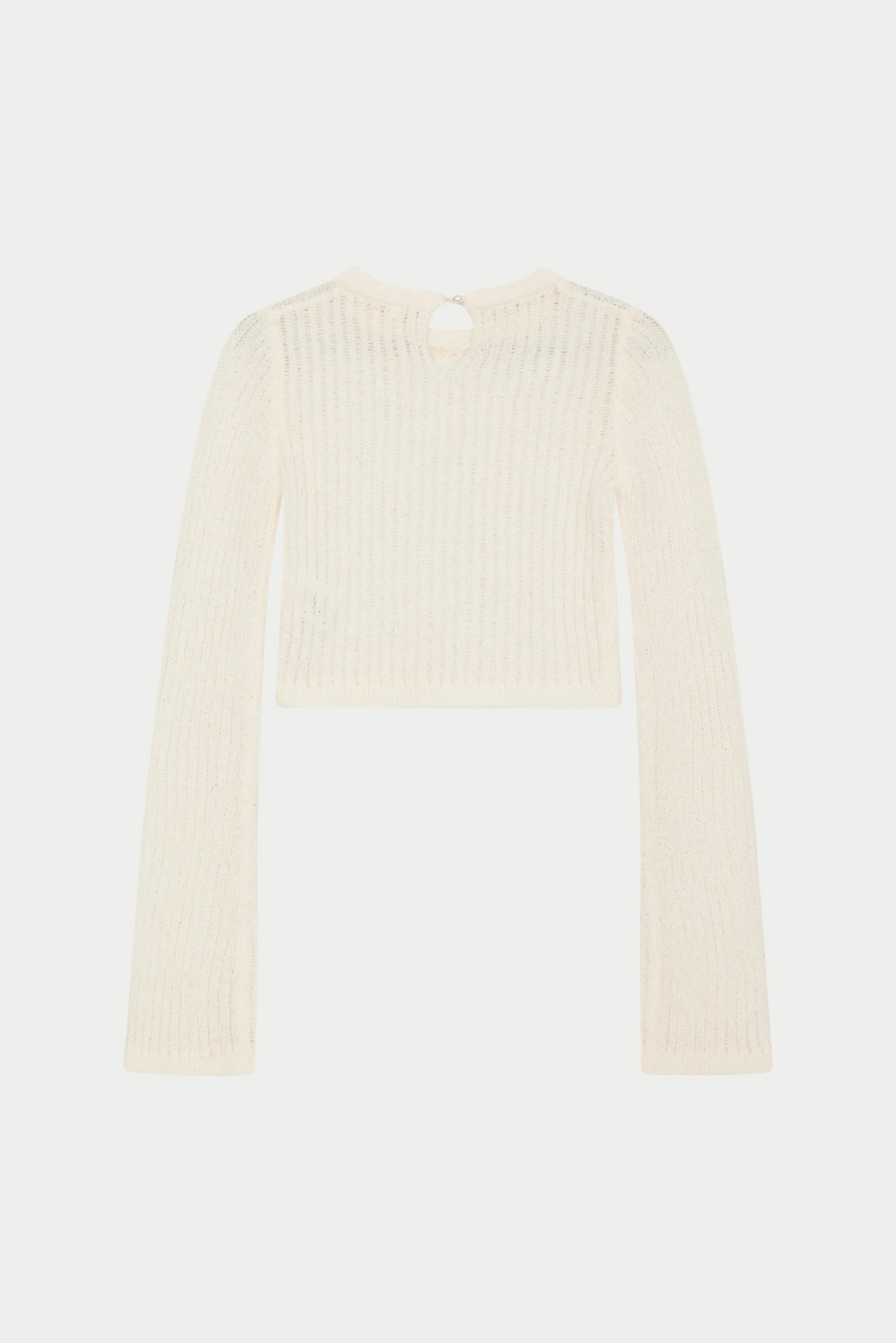 LADDER KNIT LONG SLEEVE TOP - CREAM - Image 12