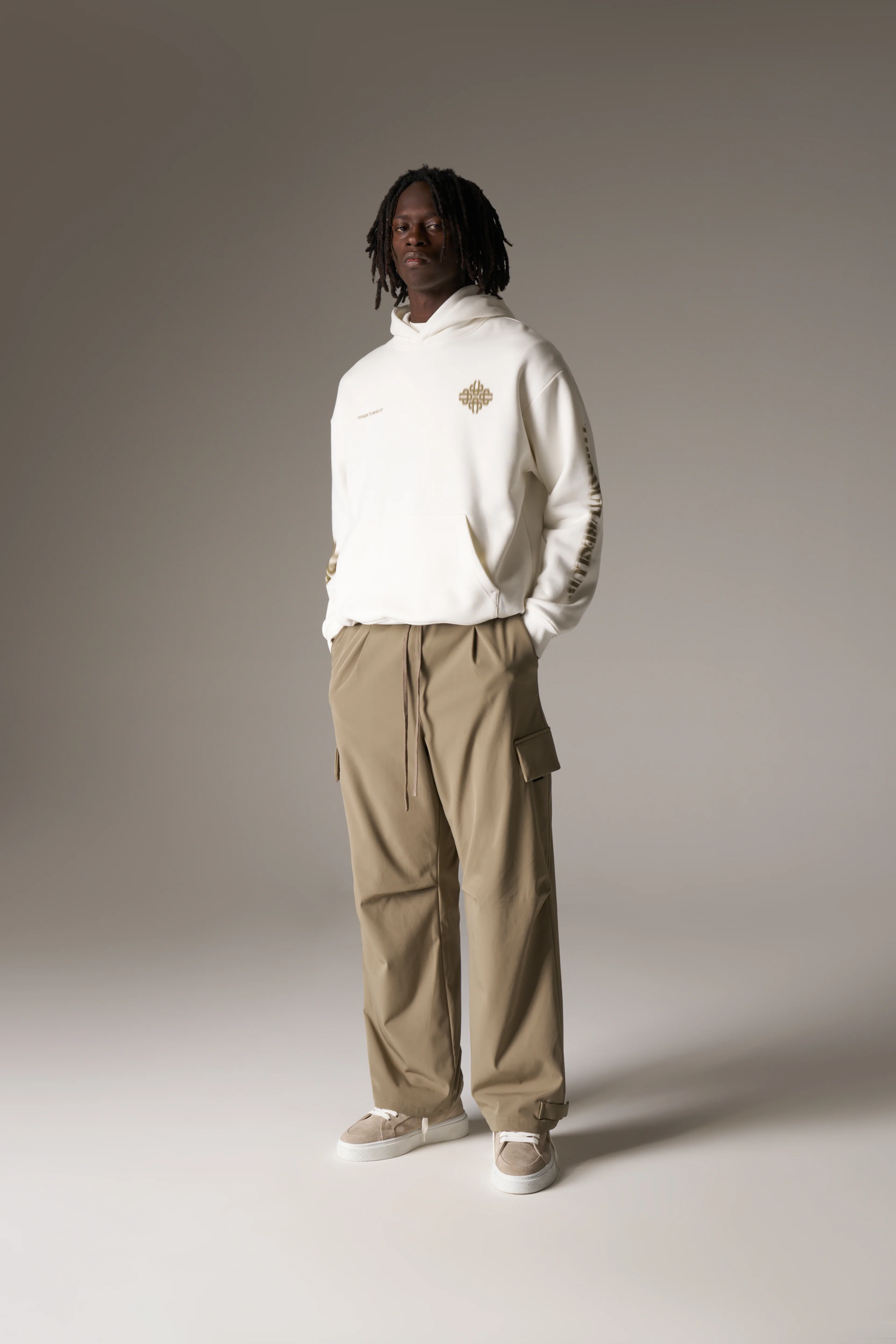 MOTION BLURRED EMBLEM HOODIE - KHAKI - Image 3