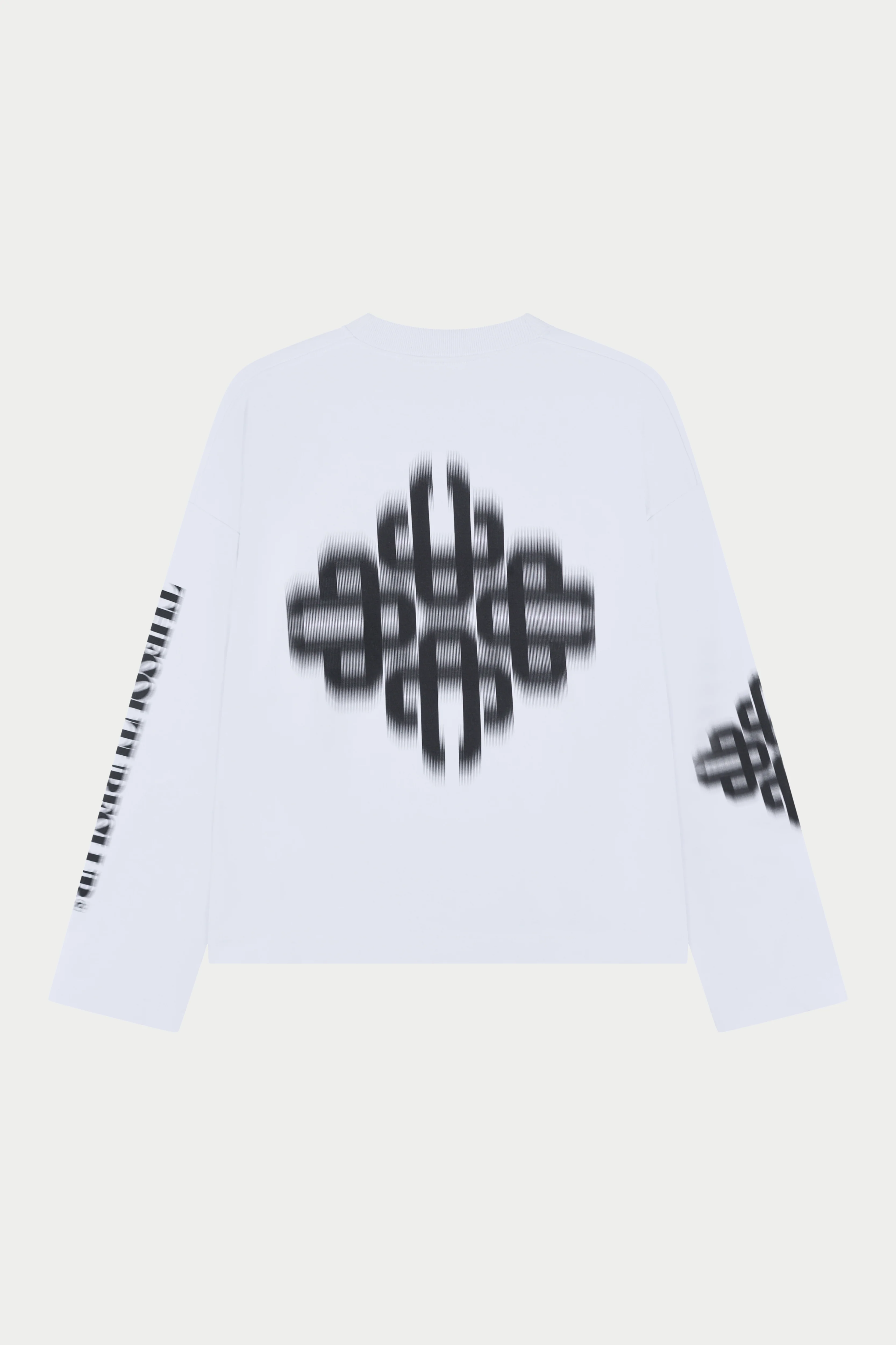 MOTION BLURRED LONG SLEEVE T-SHIRT - WHITE