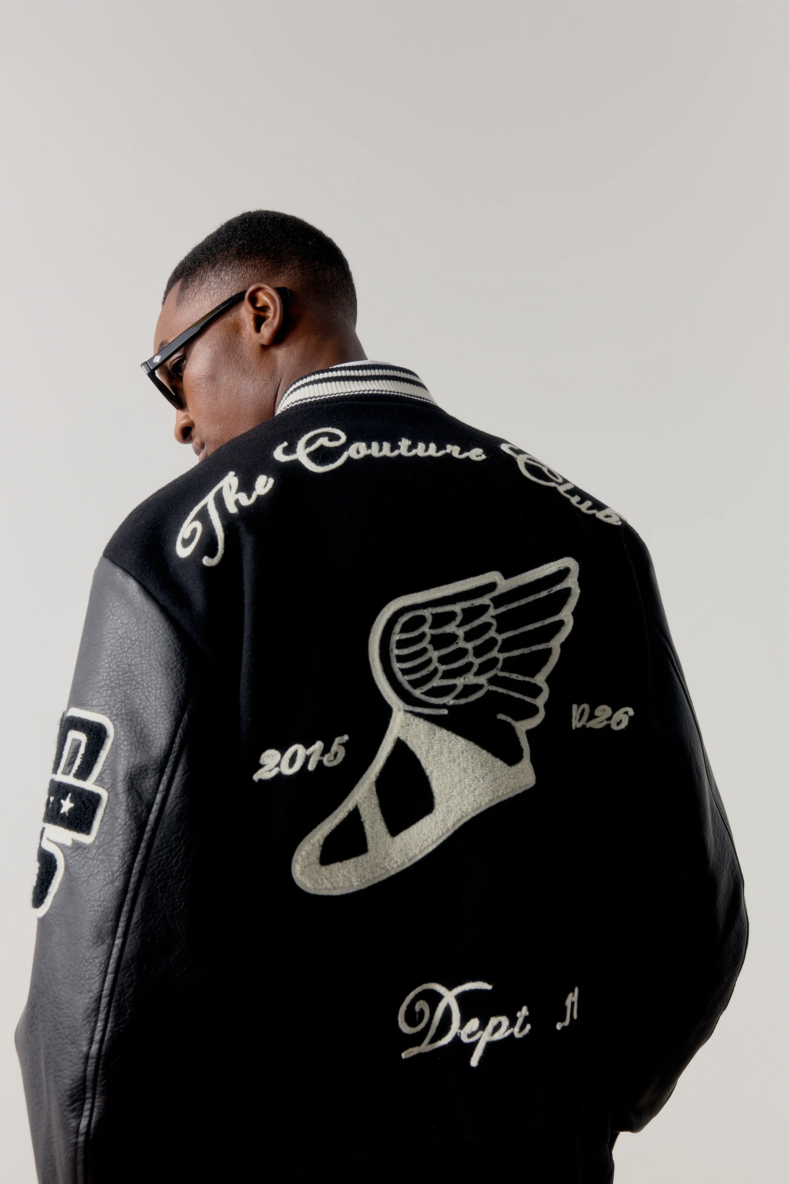 MULTI BADGE VARSITY JACKET - BLACK - Image 7