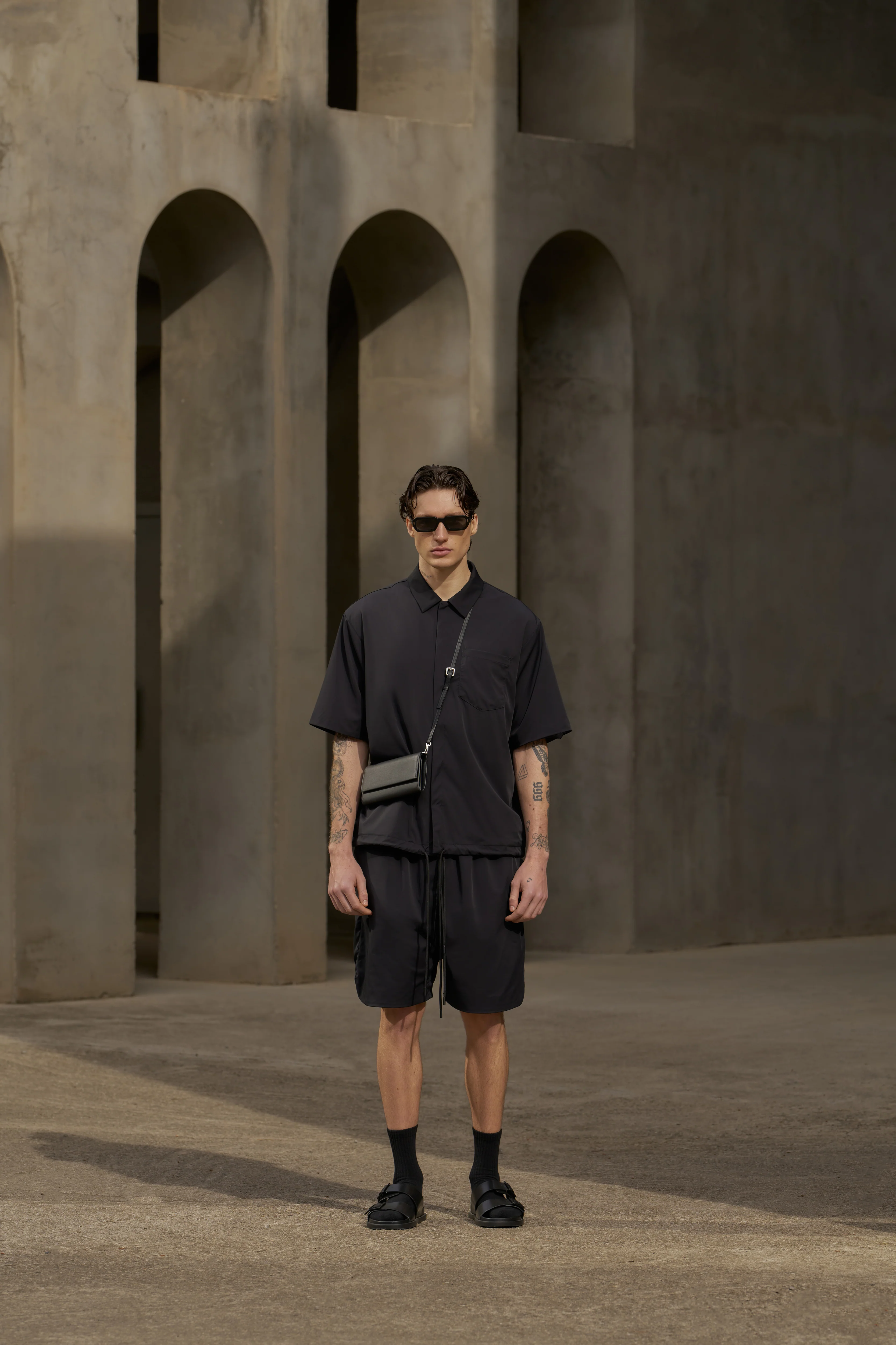 NYLON DRAWCORD SHIRT - BLACK - Image 3