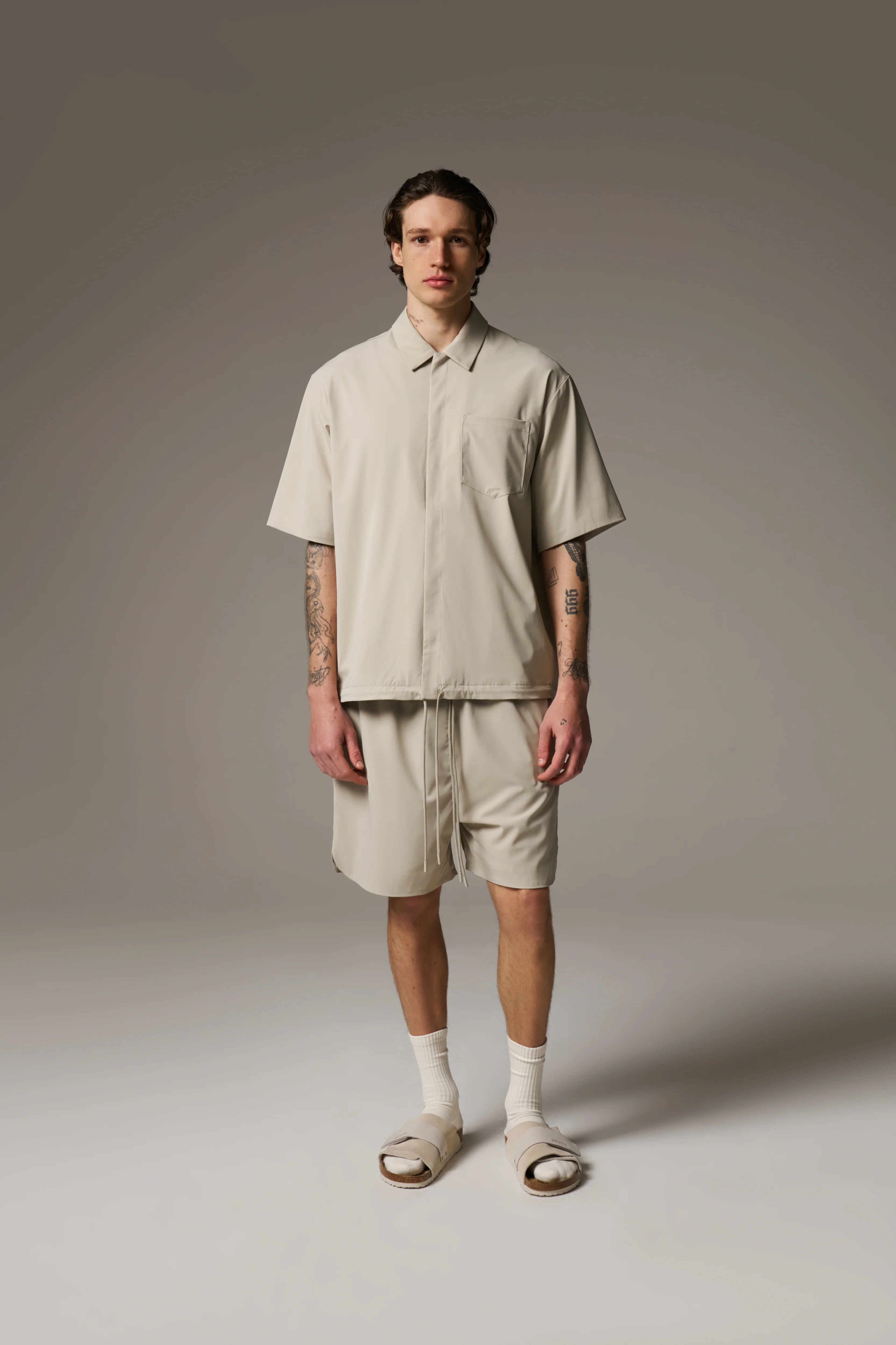 NYLON DRAWCORD SHIRT - STONE - Image 5