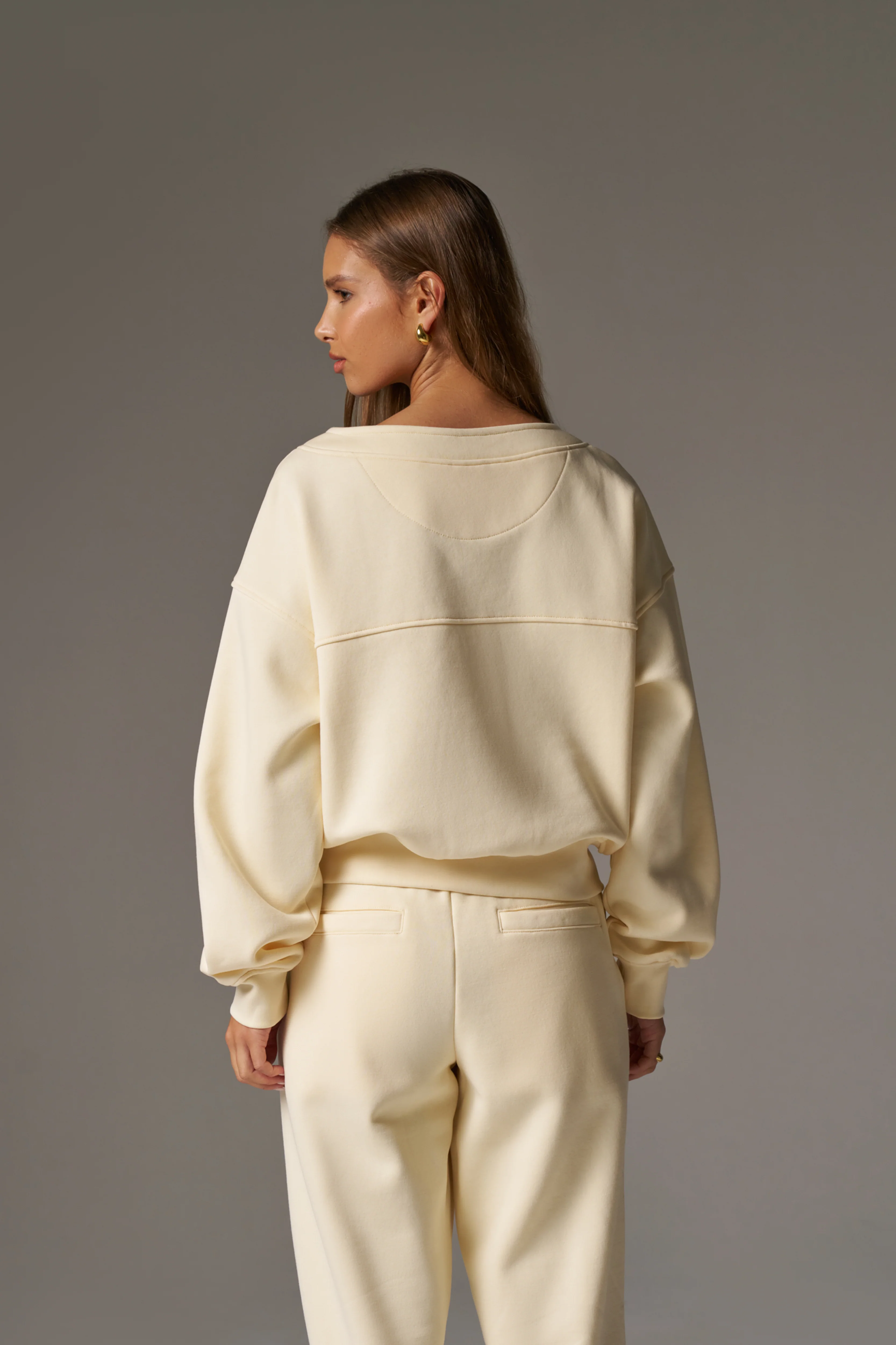 OVERSIZED JERSEY CARDIGAN - BUTTERMILK - Image 5