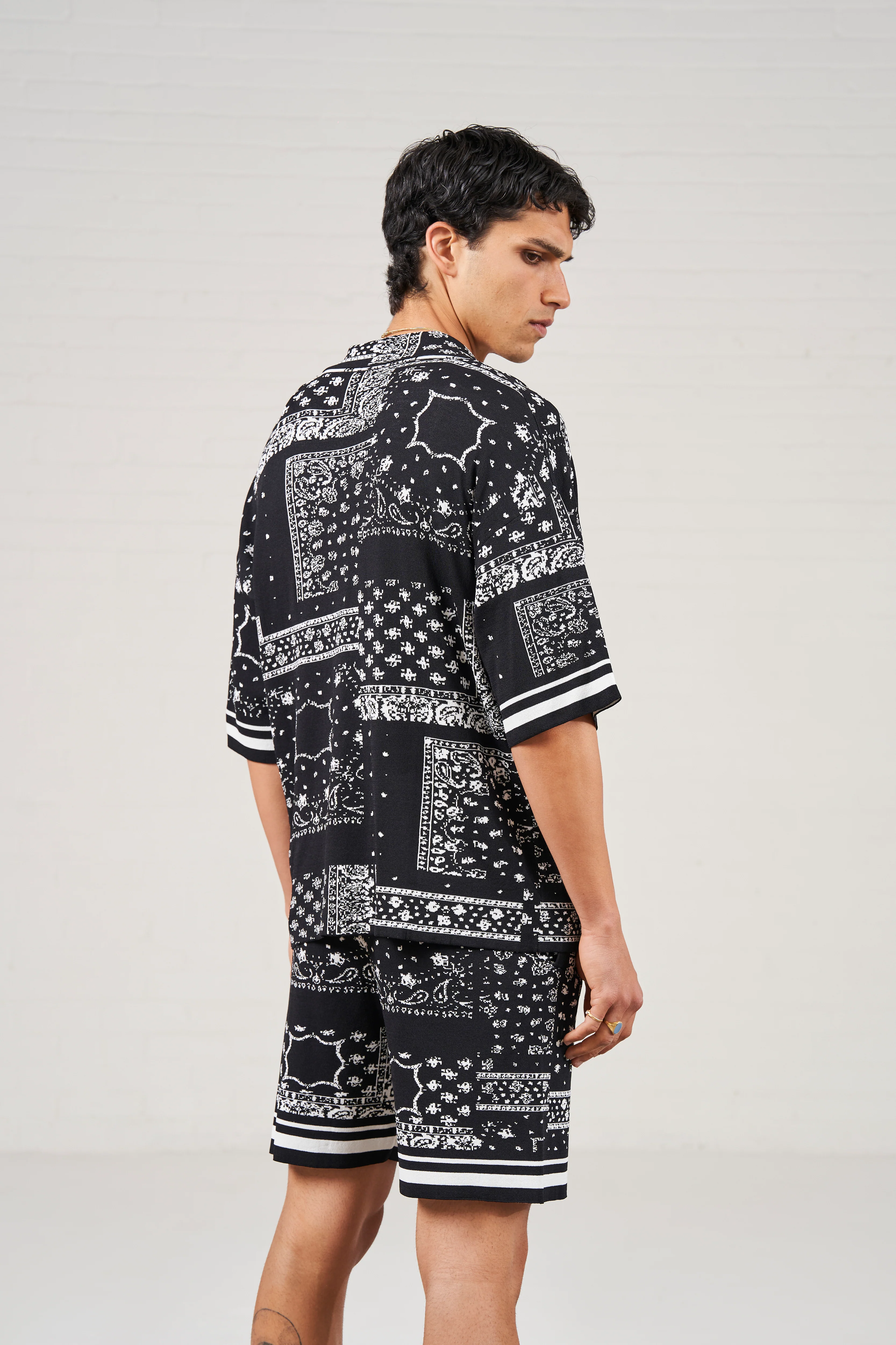 PAISLEY KNITTED SHIRT - BLACK - Image 3