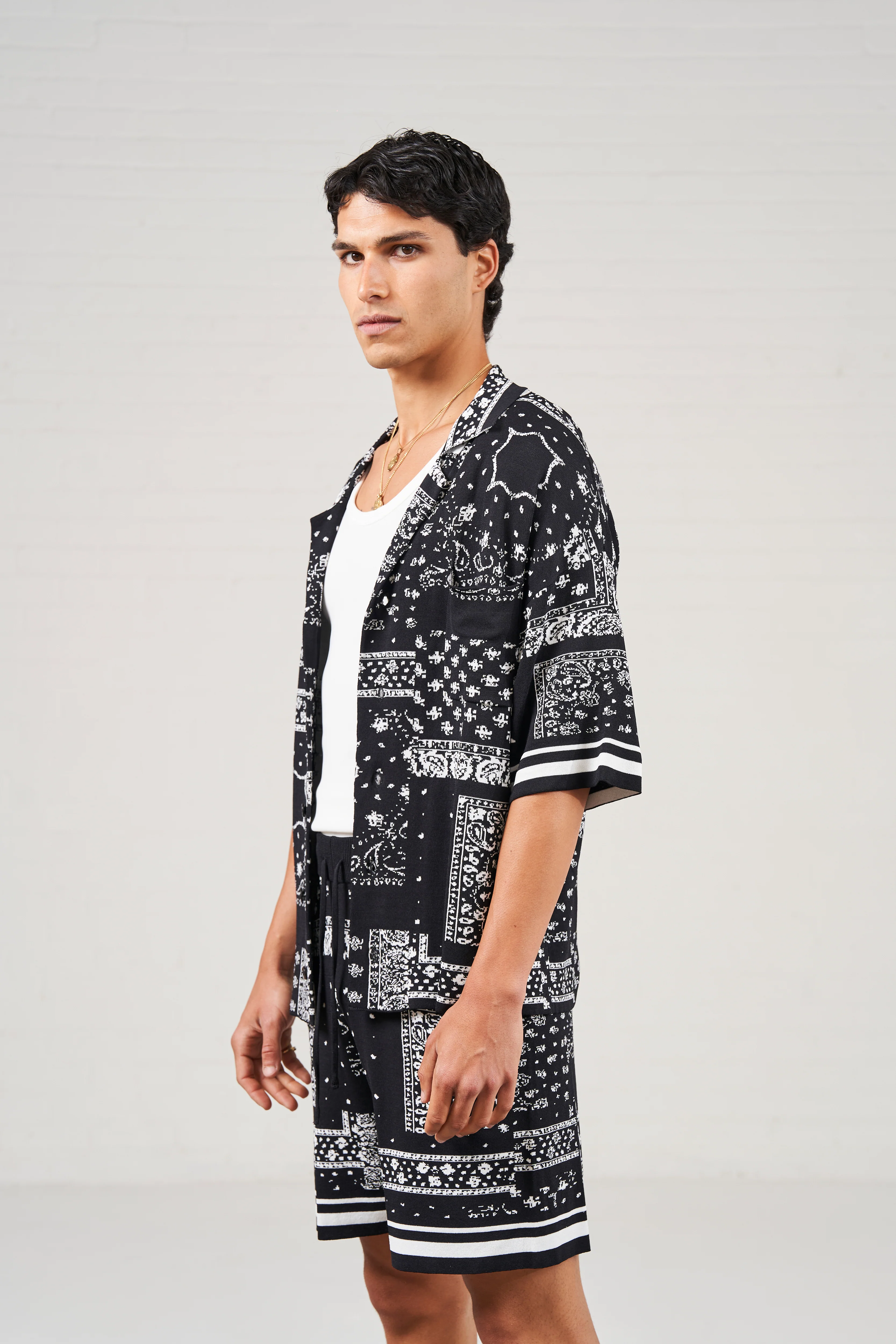PAISLEY KNITTED SHIRT - BLACK - Image 4