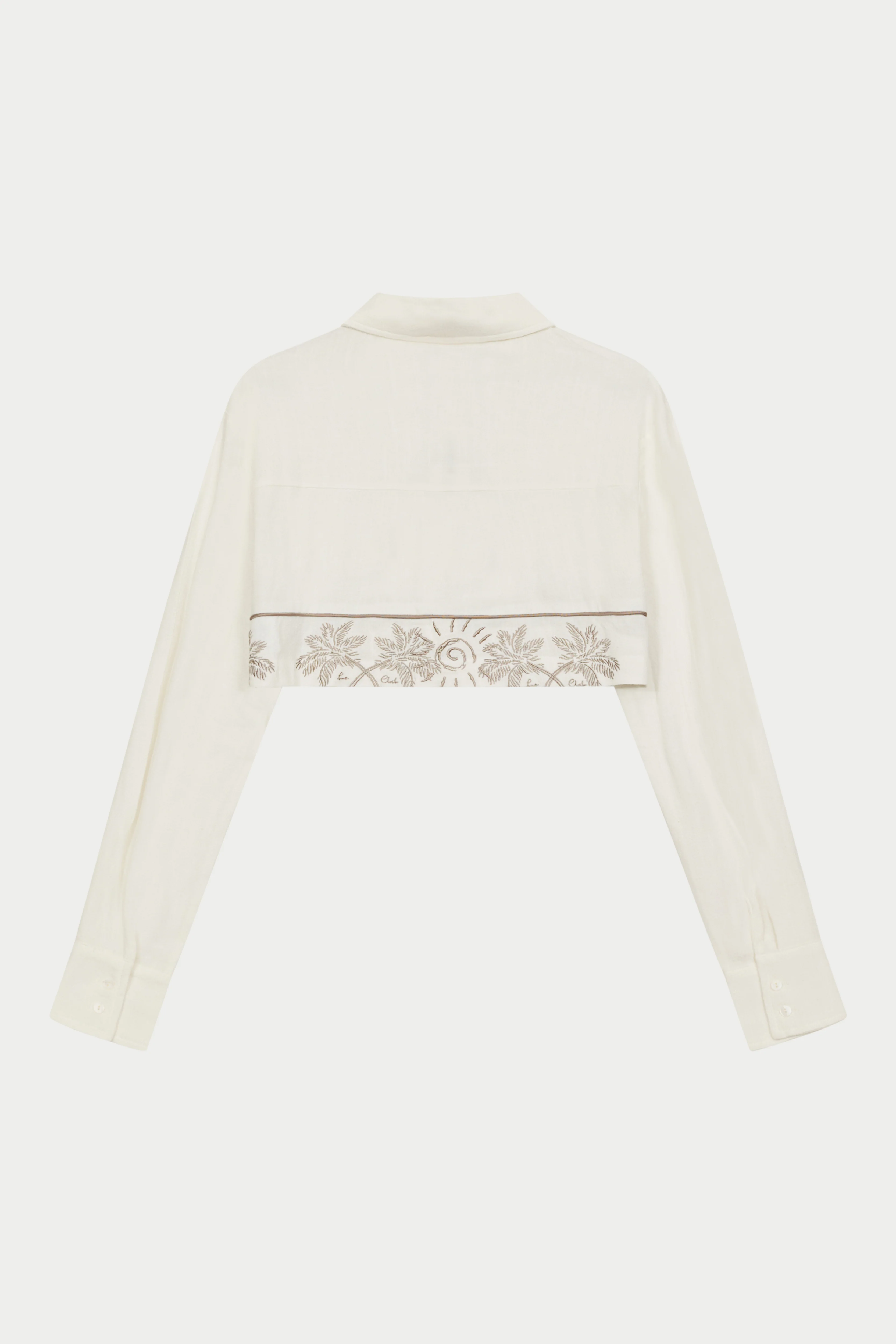 PALM EMBROIDERED CROPPED SHIRT - OFF WHITE - Image 9