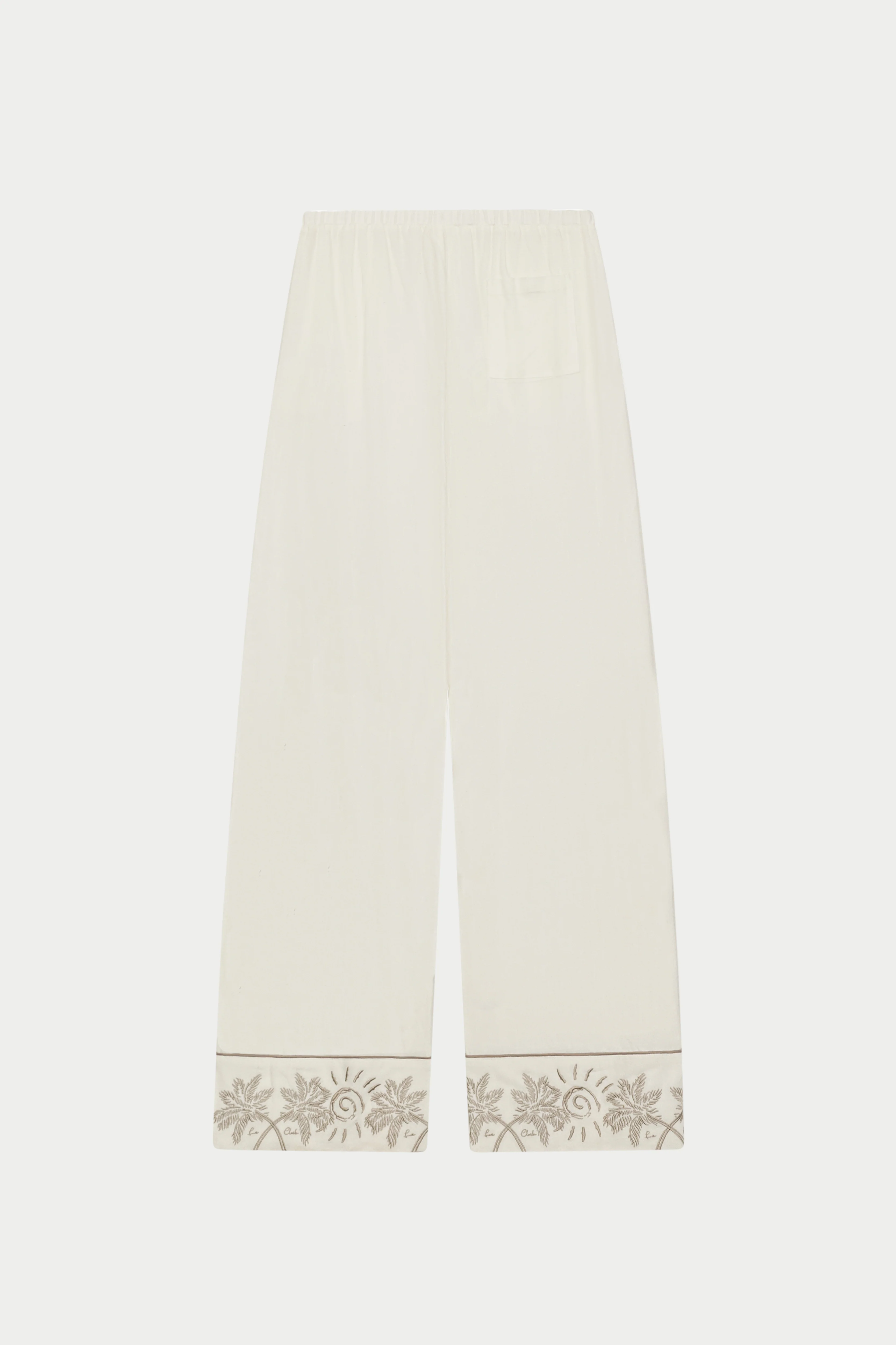 PALM EMBROIDERED WIDE LEG TROUSERS - OFF WHITE - Image 9