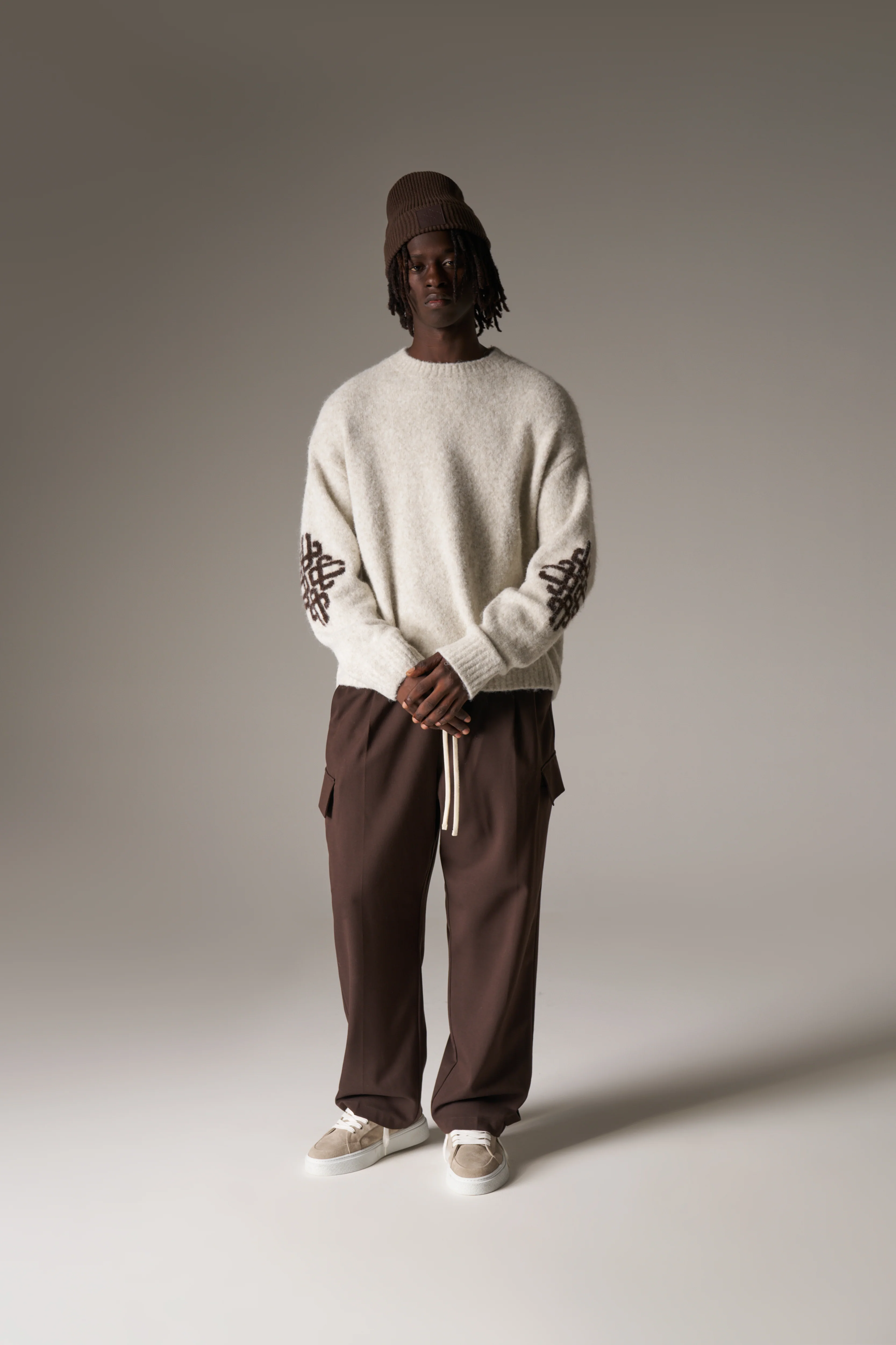 PLEATED WIDE LEG TROUSER - CHOCOLATE - Image 3