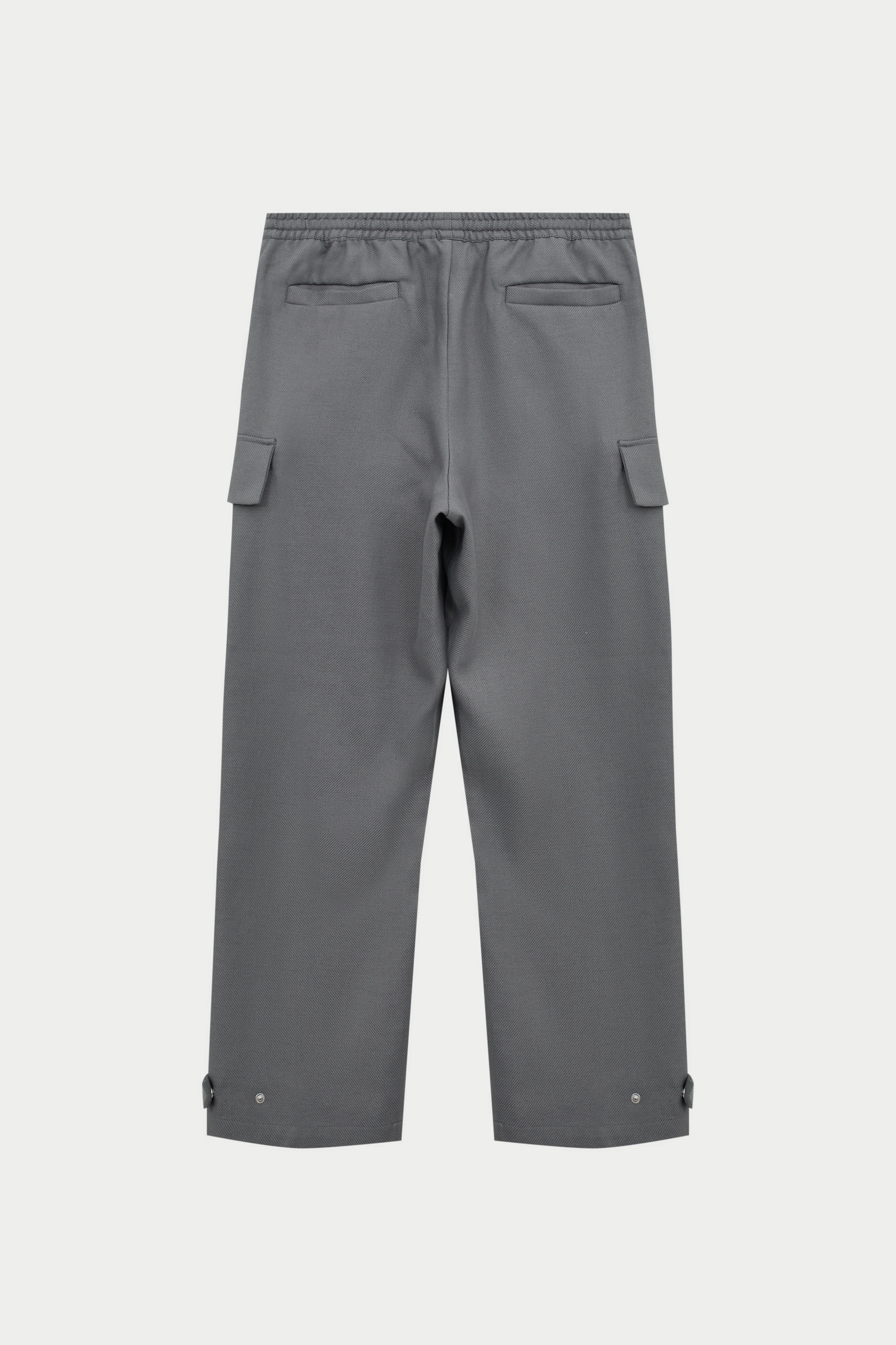 PLEATED WIDE LEG WOOL BLEND TROUSER - GREY - Image 9