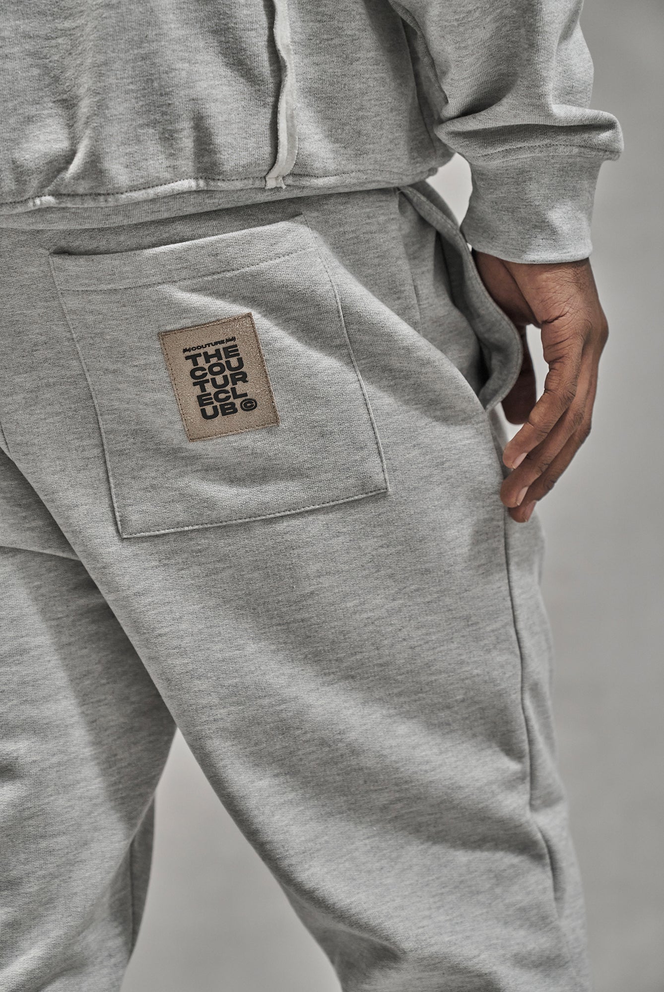 RAW SEAM STRAIGHT LEG JOGGERS - GREY MARL - Image 6