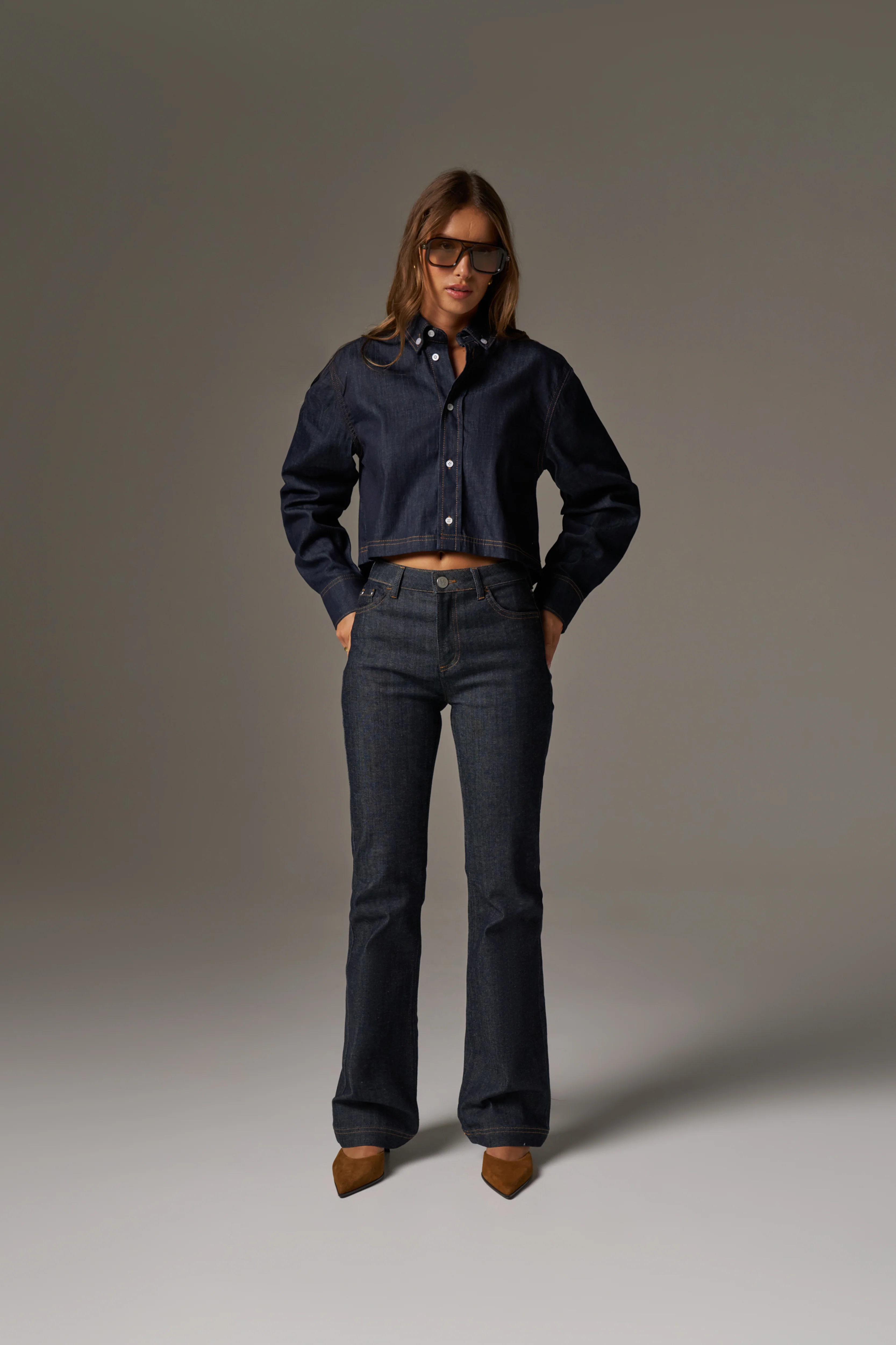 RELAXED FLARE JEANS - DARK INDIGO - Image 3
