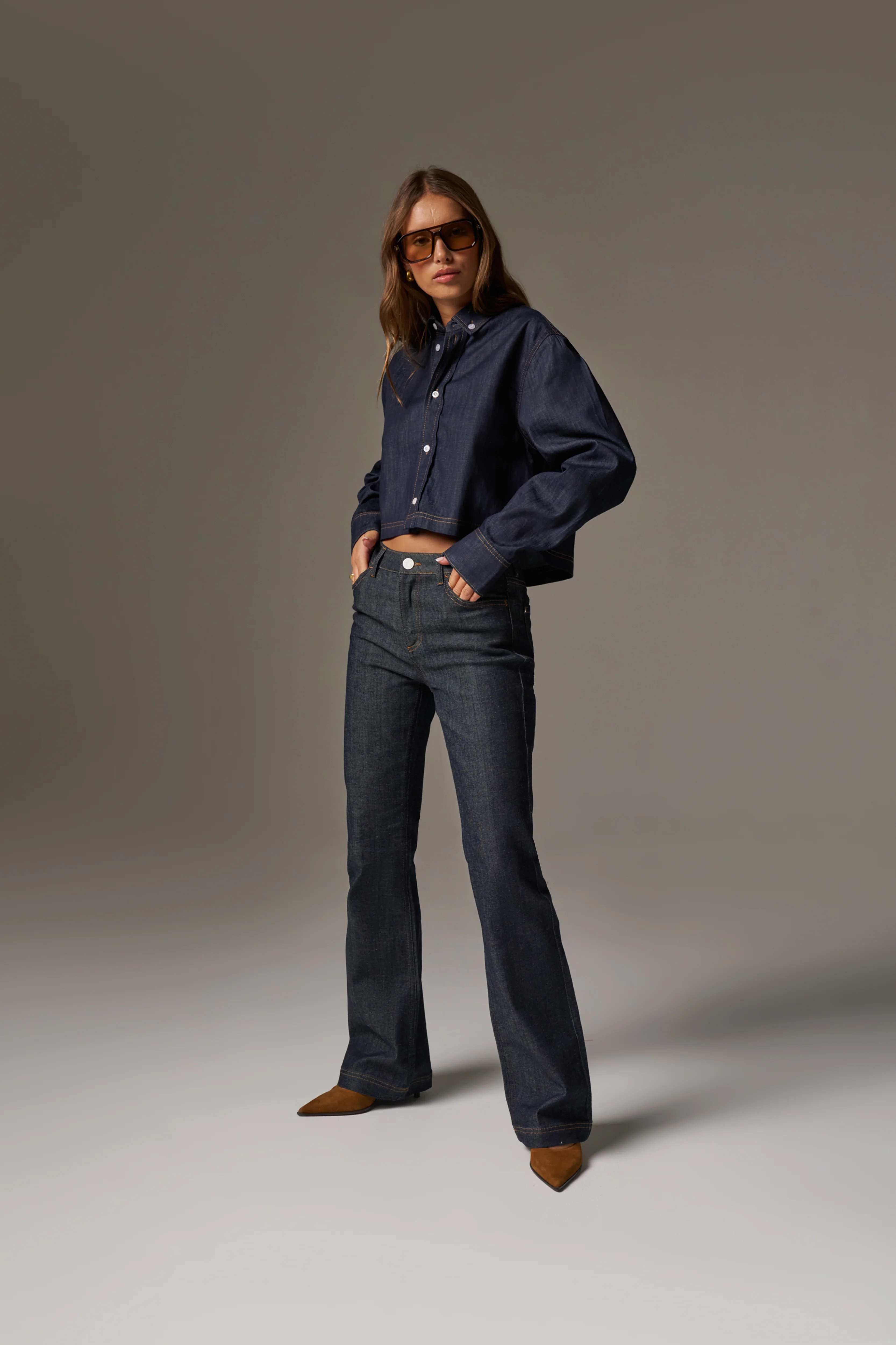 RELAXED FLARE JEANS - DARK INDIGO - Image 8