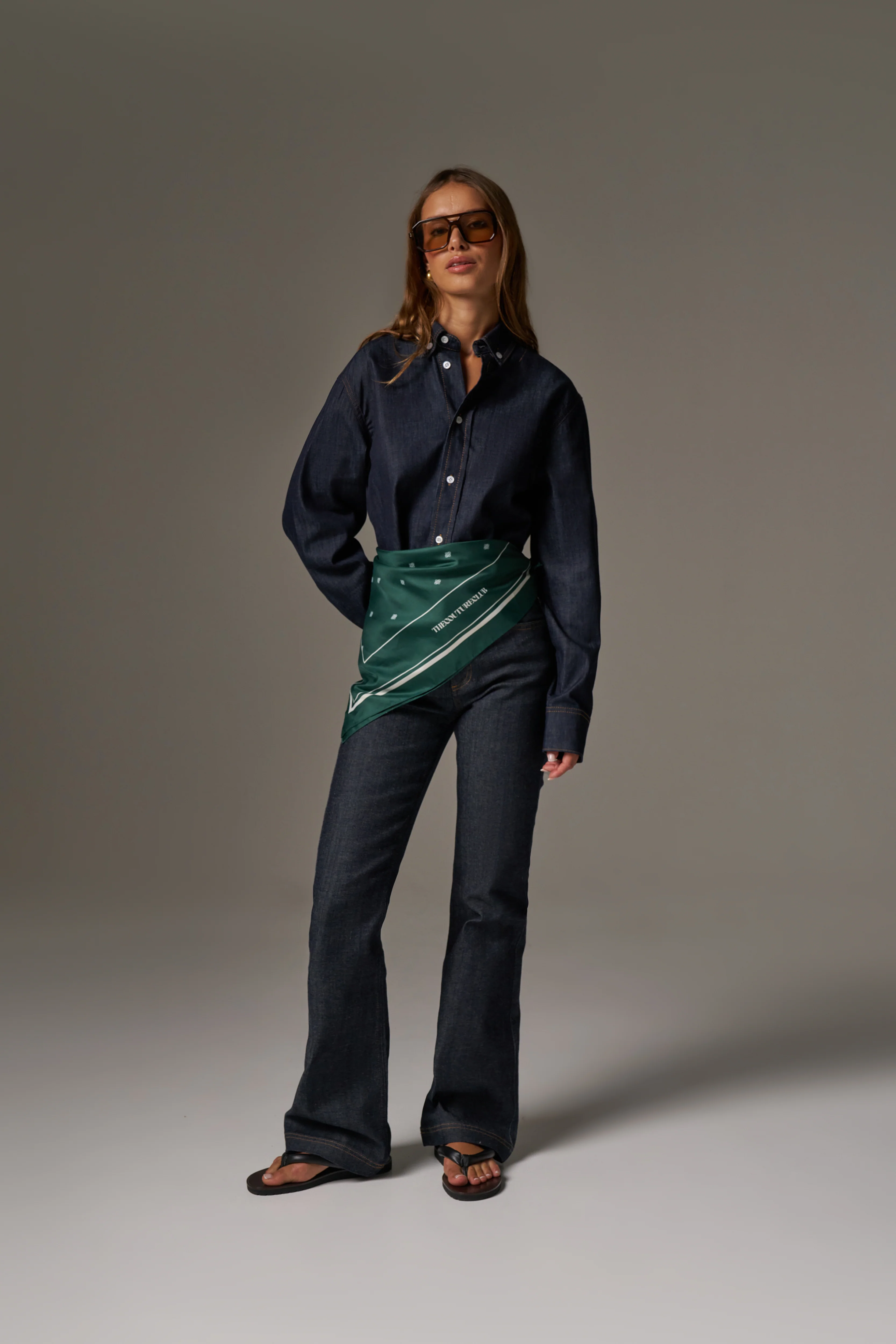 RELAXED LONG SLEEVE DENIM SHIRT - DARK INDIGO - Image 5