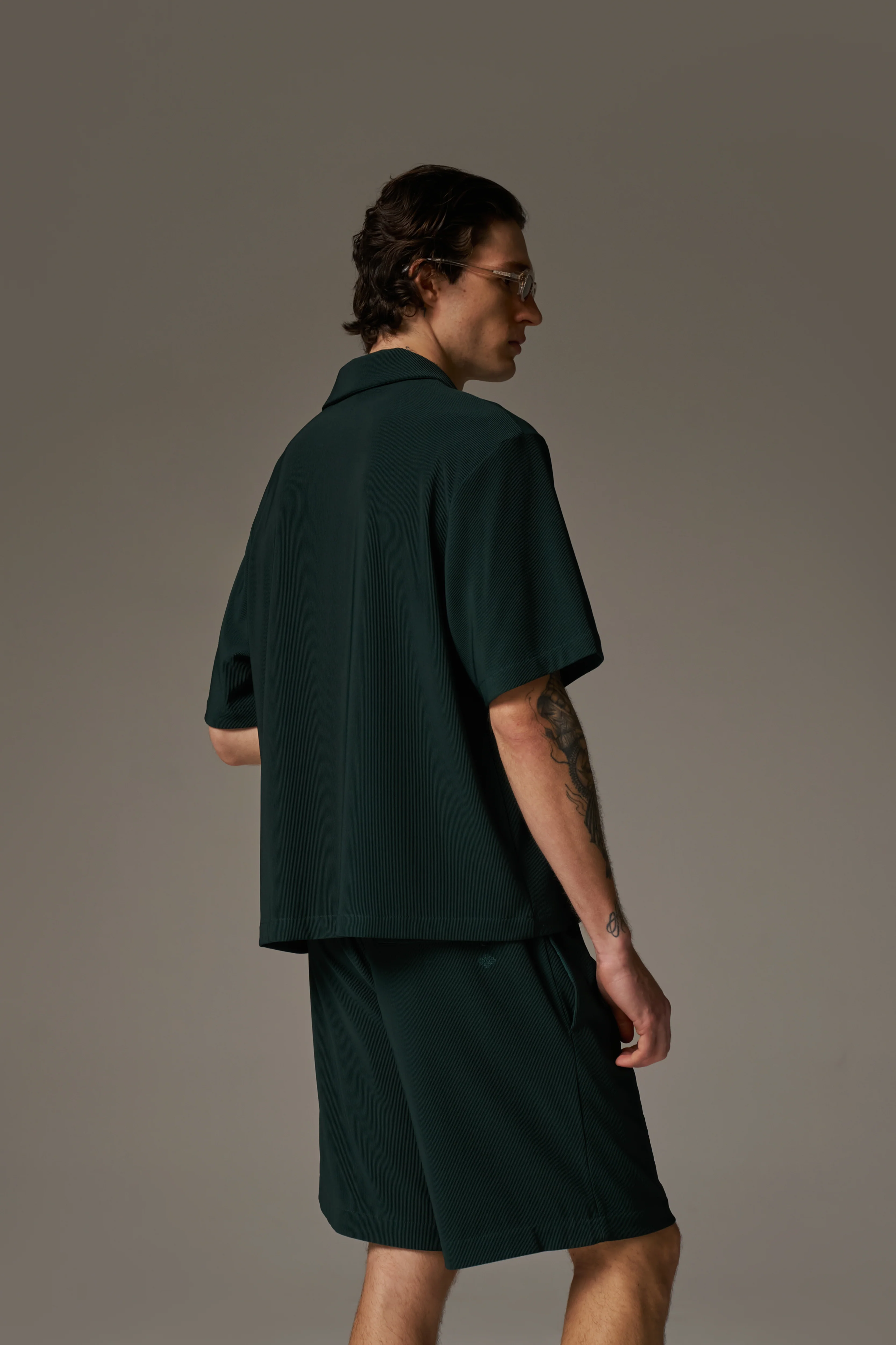 RIB BUTTON THROUGH SHIRT - GREEN - Image 5