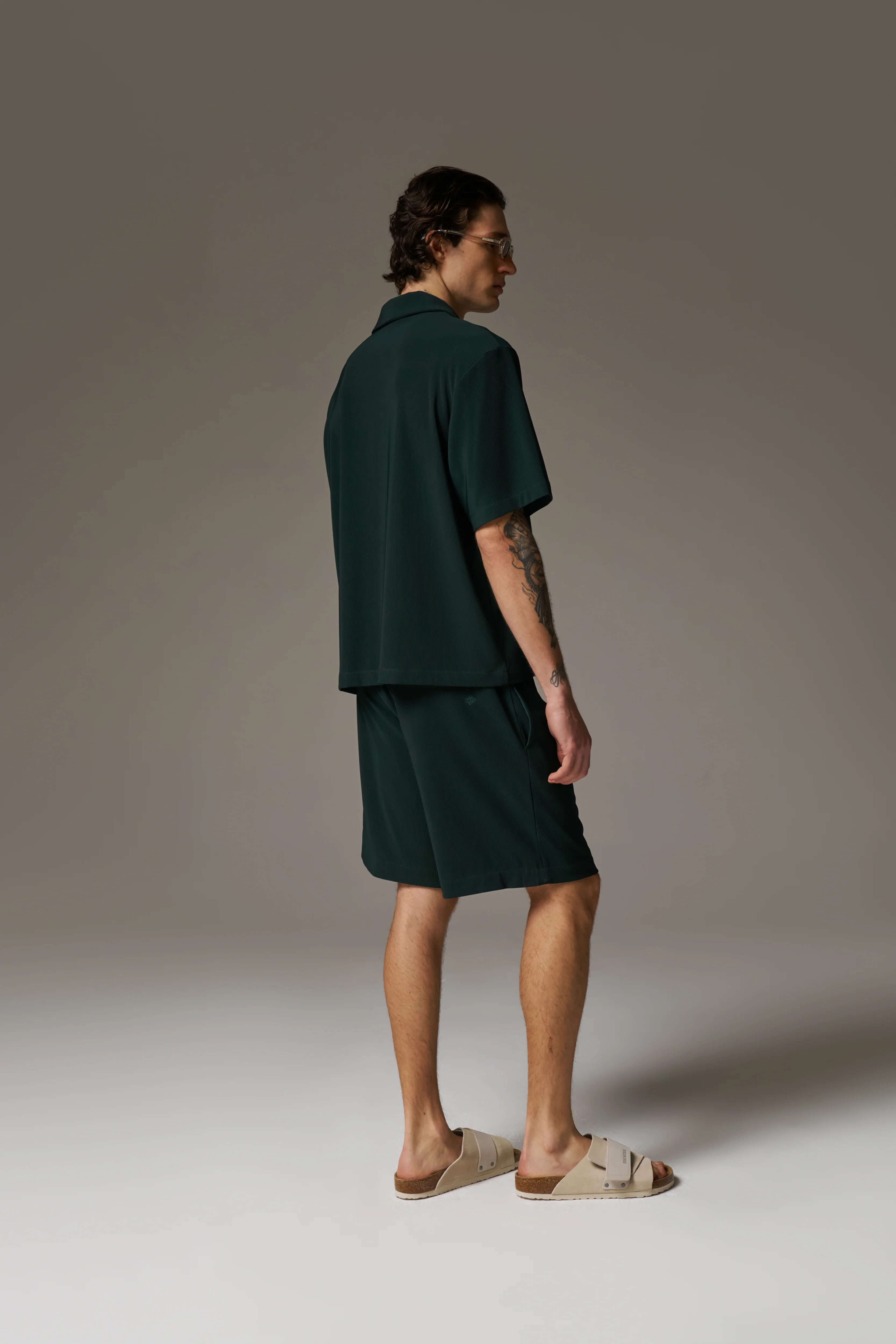 RIB BUTTON THROUGH SHIRT - GREEN - Image 7
