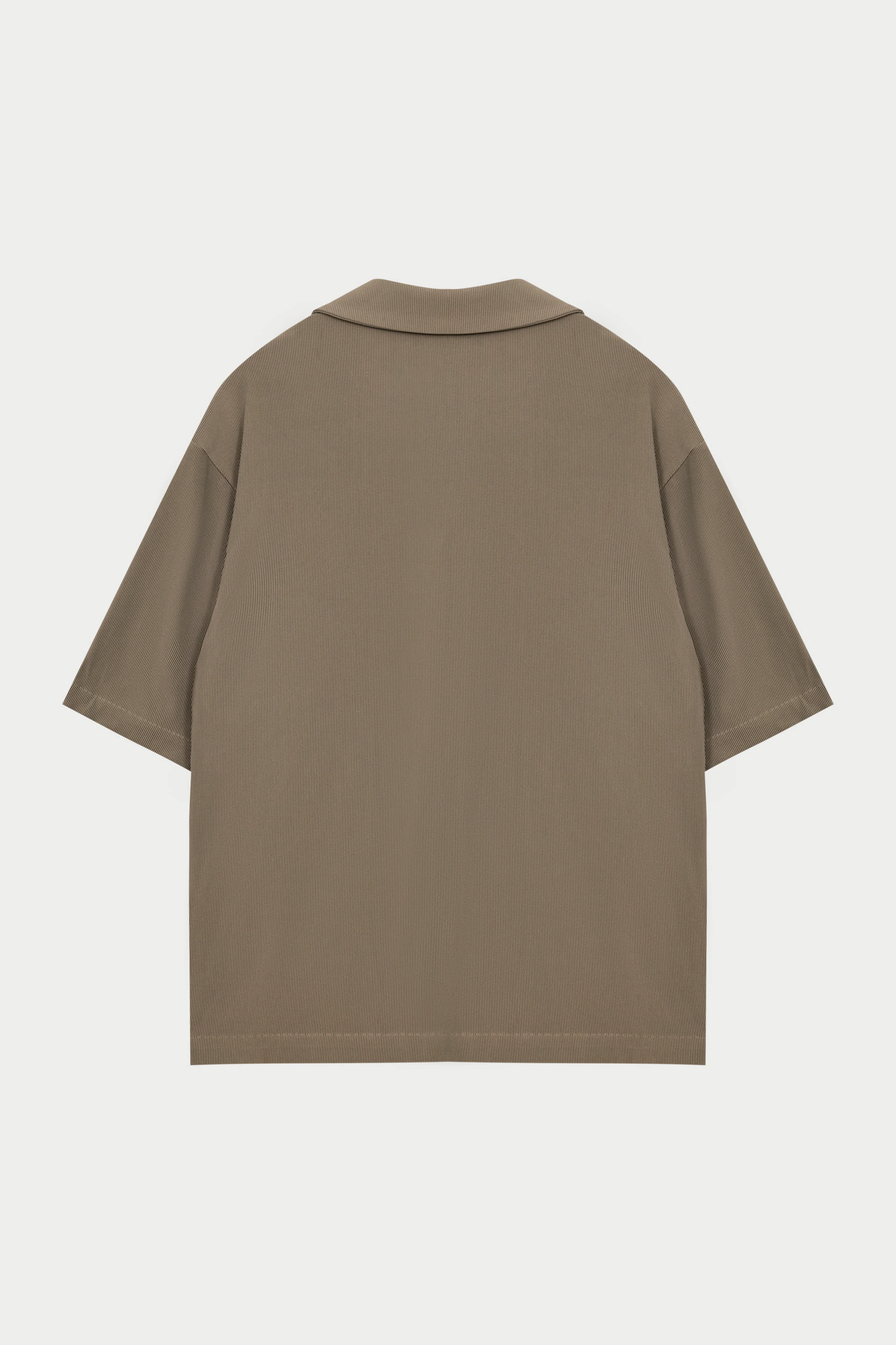 RIB BUTTON THROUGH SHIRT - MINK - Image 10