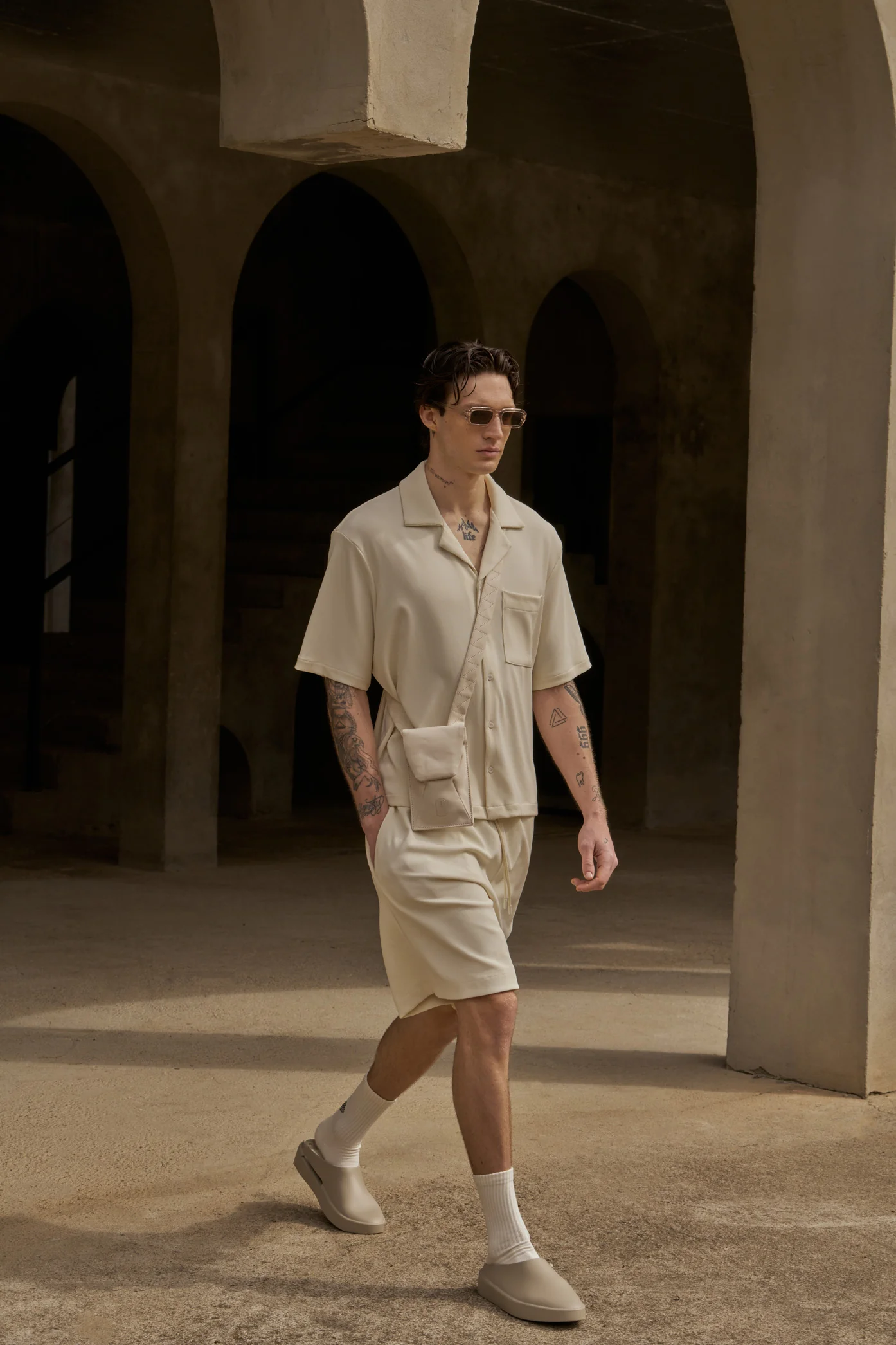 RIB BUTTON THROUGH SHIRT - OFF WHITE - Image 3