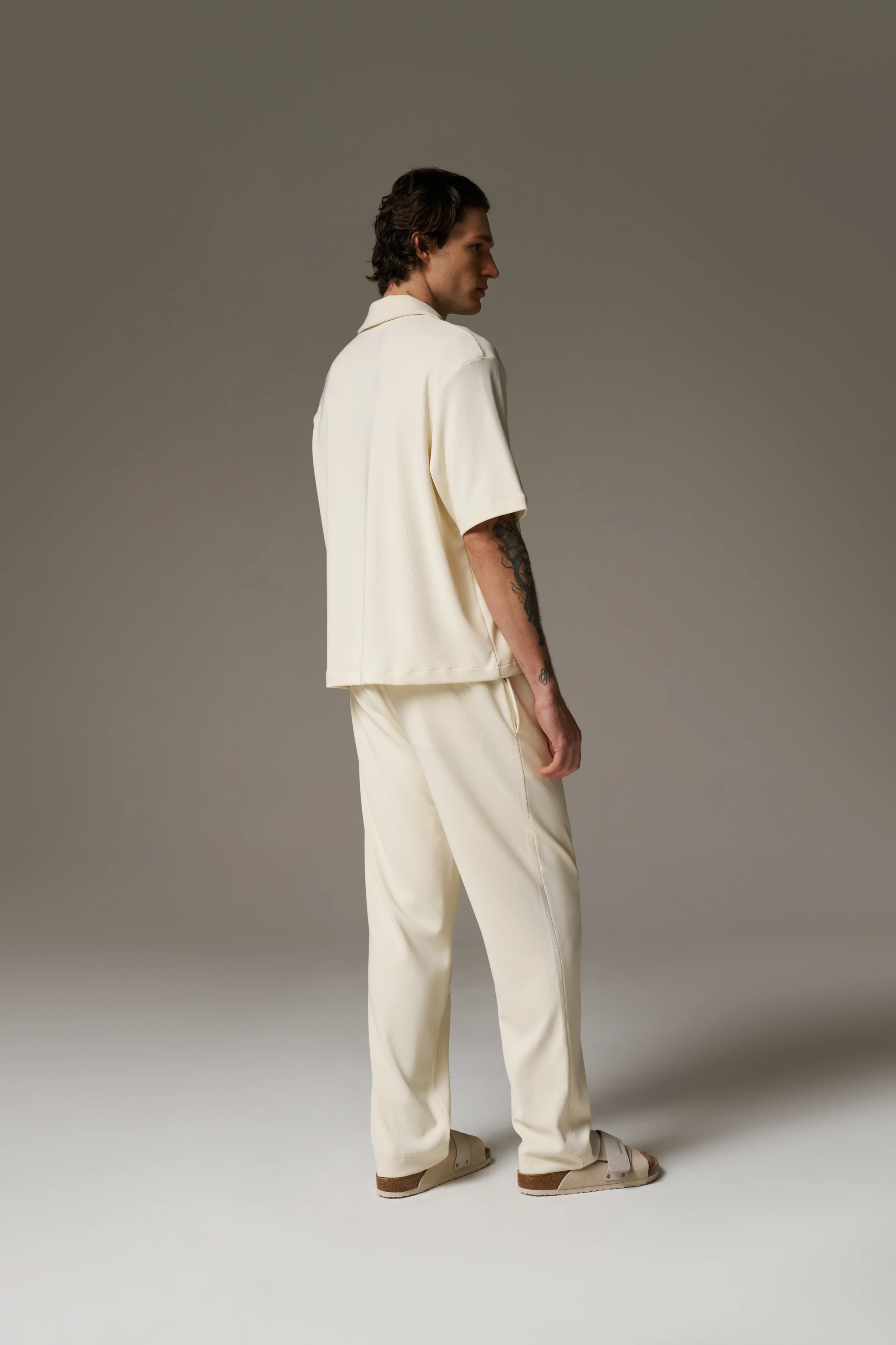 RIB BUTTON THROUGH SHIRT - OFF WHITE - Image 9