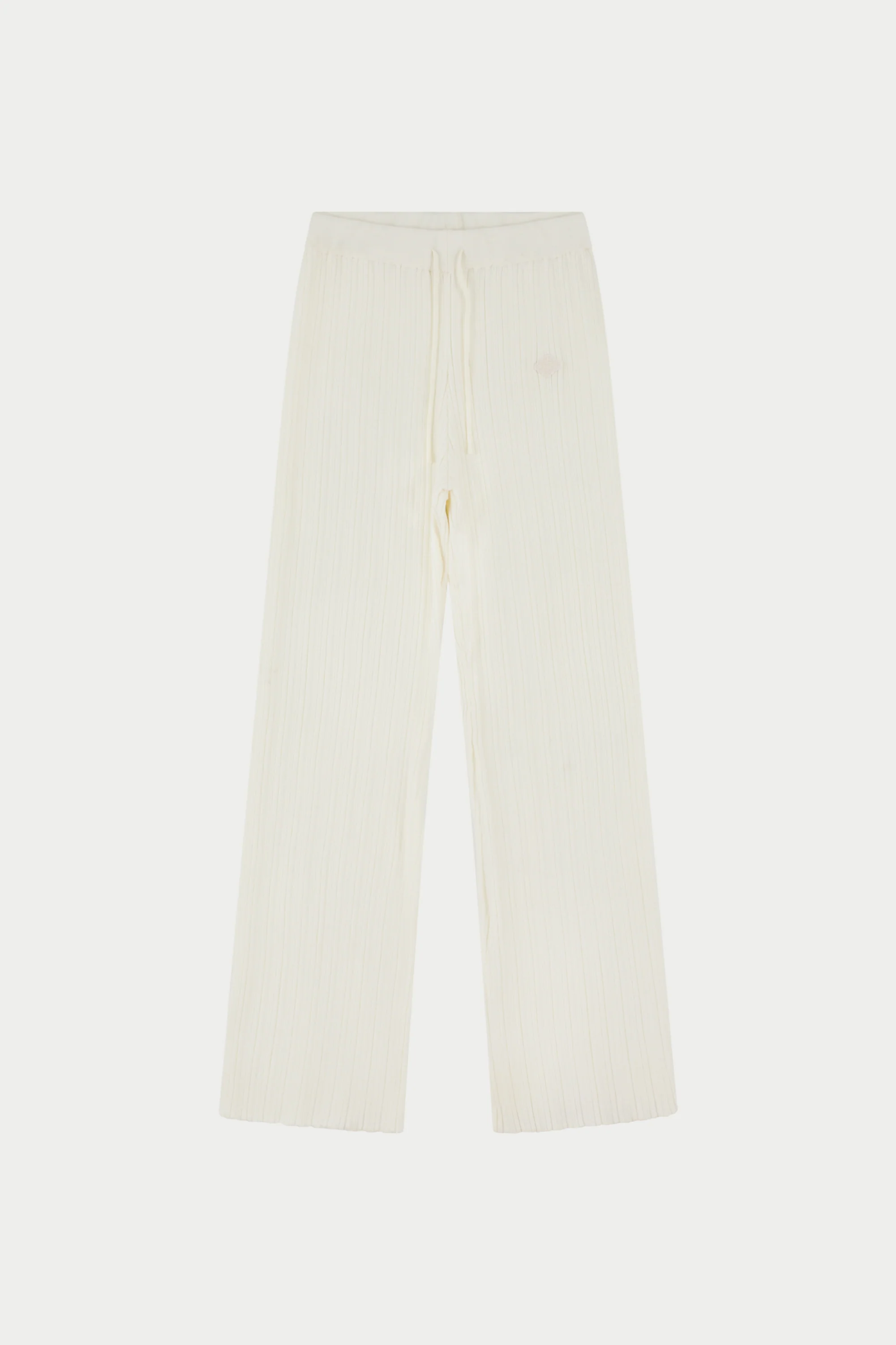 RIBBED KNITTED TROUSERS - CREAM