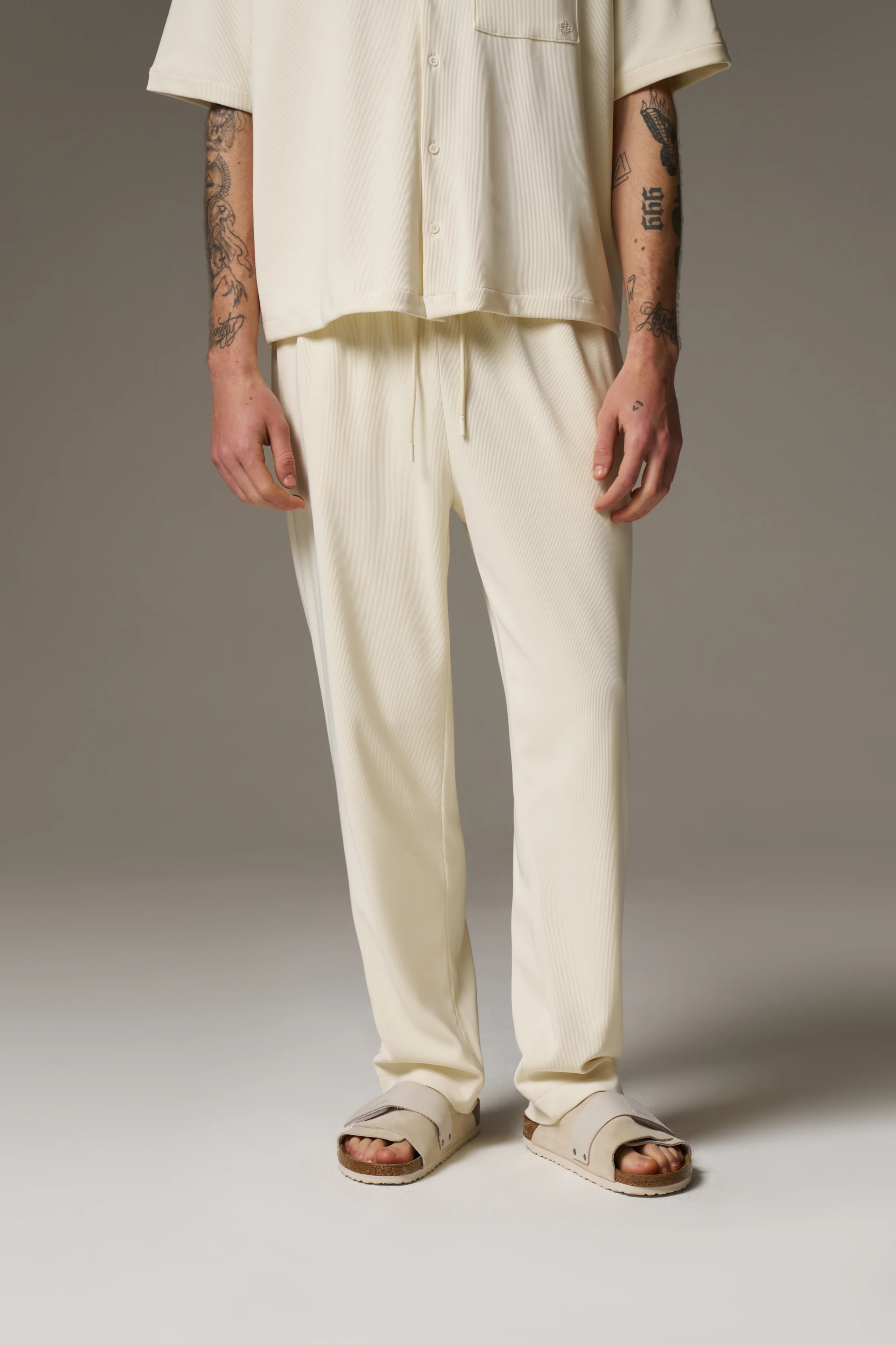 RIBBED TROUSERS - OFF WHITE - Image 2