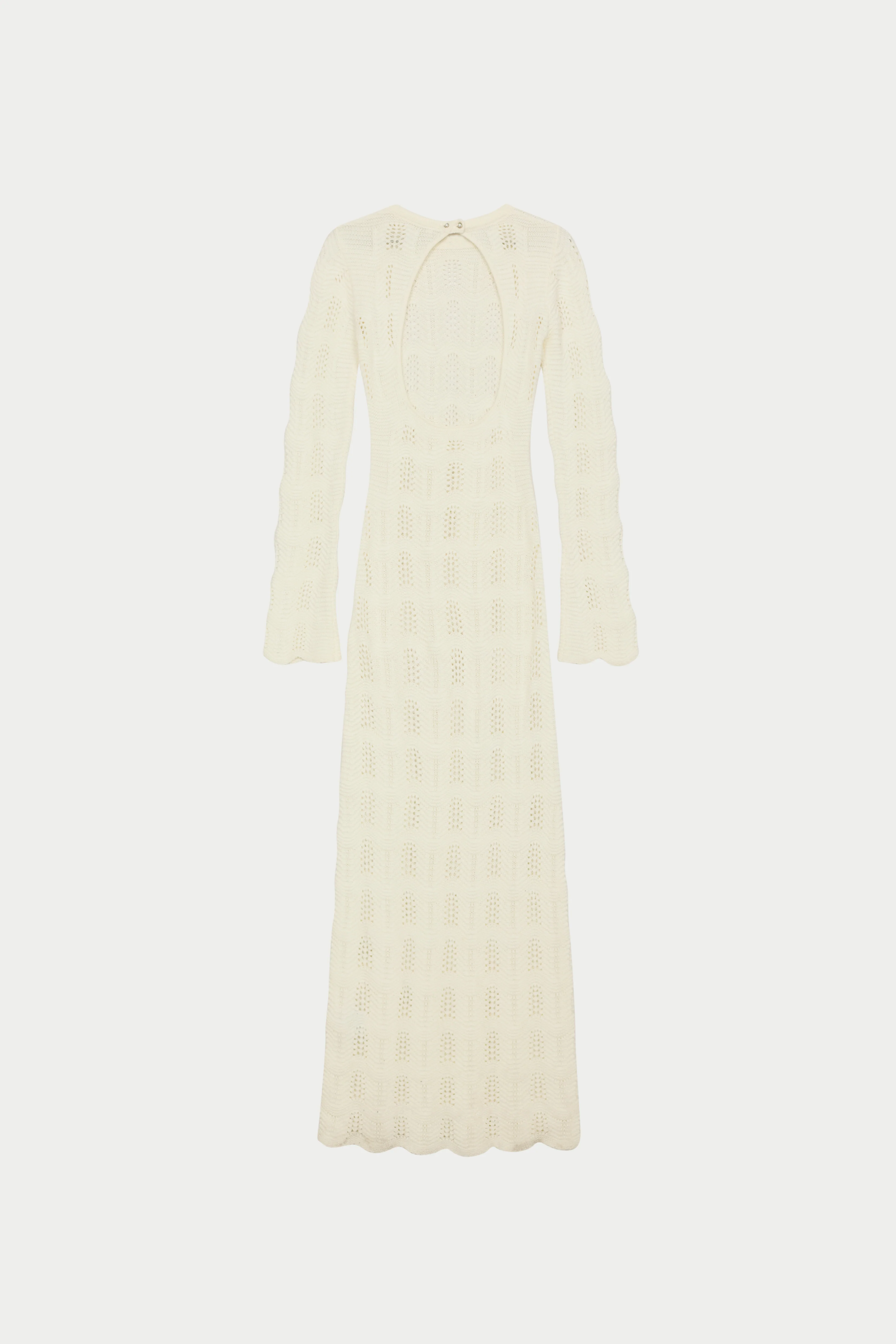 SCALLOP EDGE KNITTED MAXI DRESS - OFF WHITE - Image 11