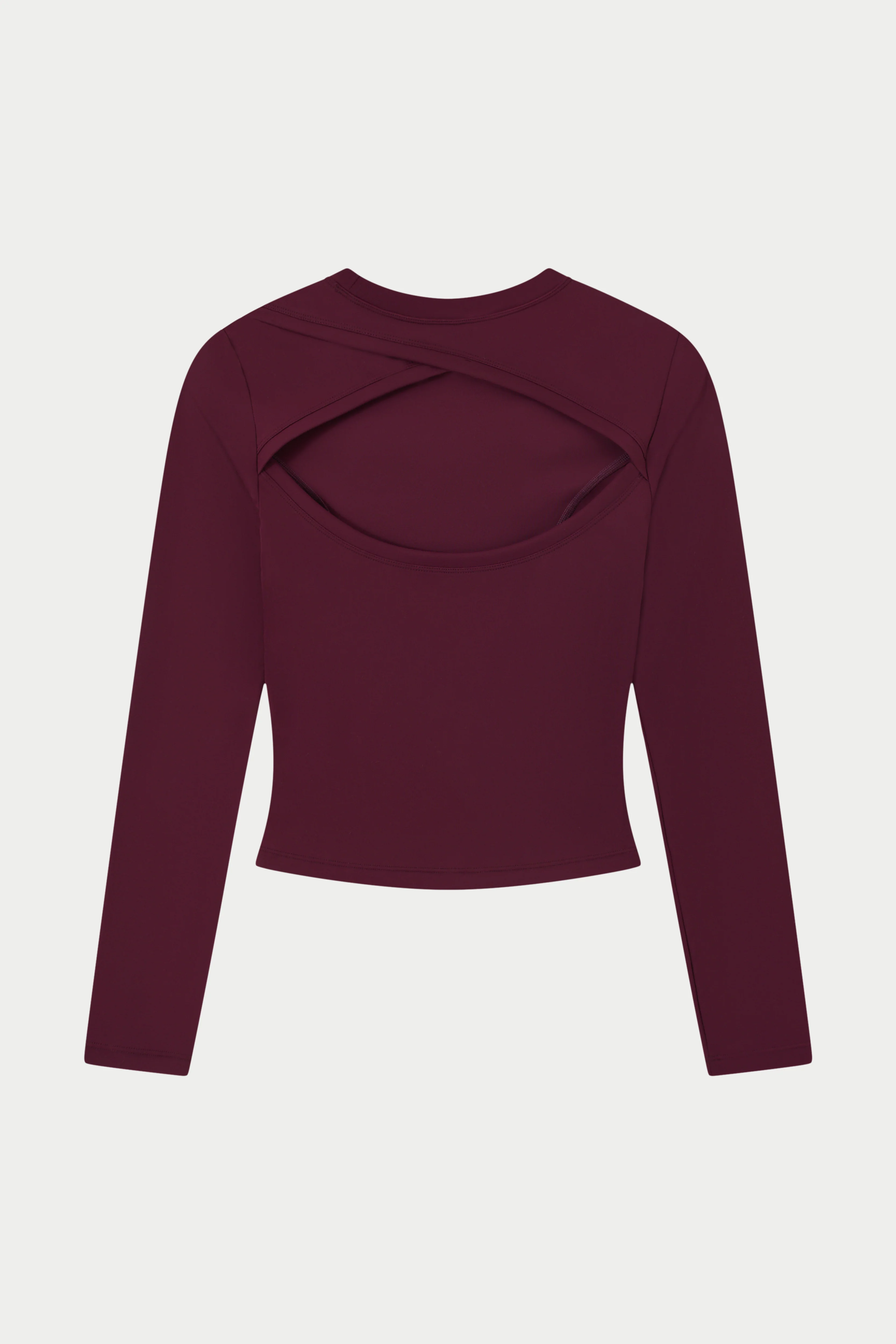 SCULPTING STRETCH CROSSOVER BACK LONG SLEEVE TOP - PLUM - Image 7