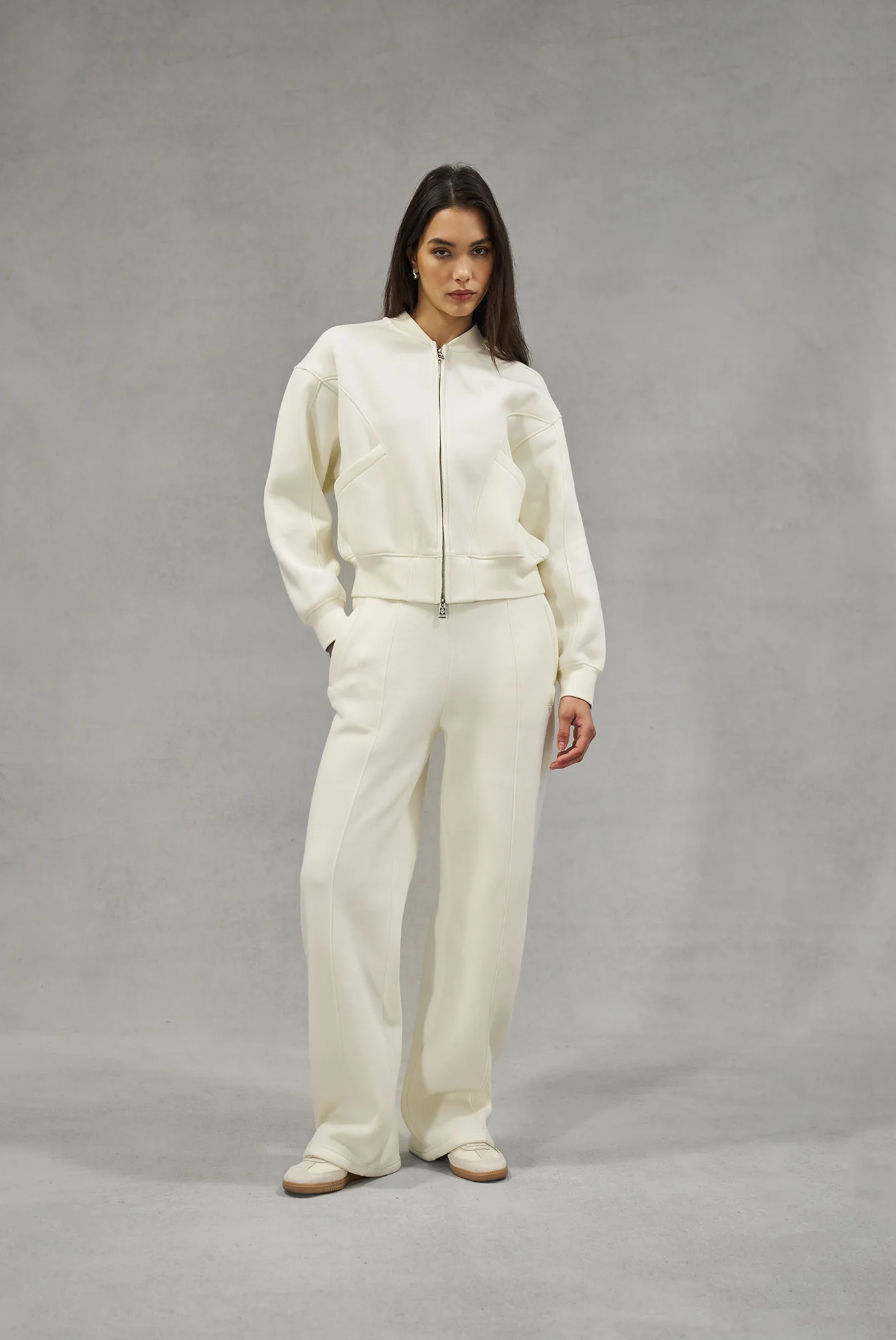 SEAM DETAIL CROSSOVER WAISTBAND JOGGERS - OFF WHITE - Image 4