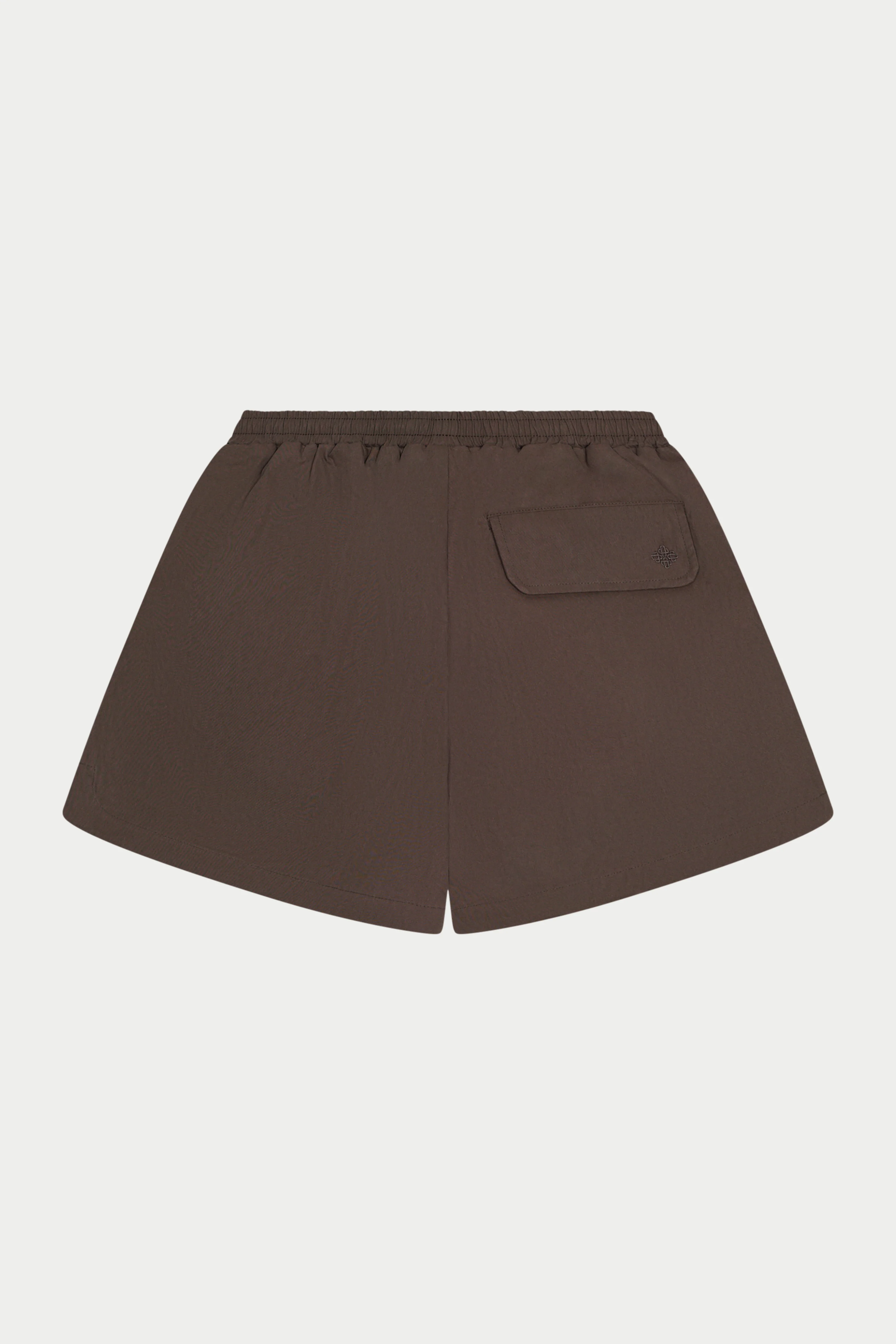 SHELL ELASTICATED SHORTS - BROWN - Image 7