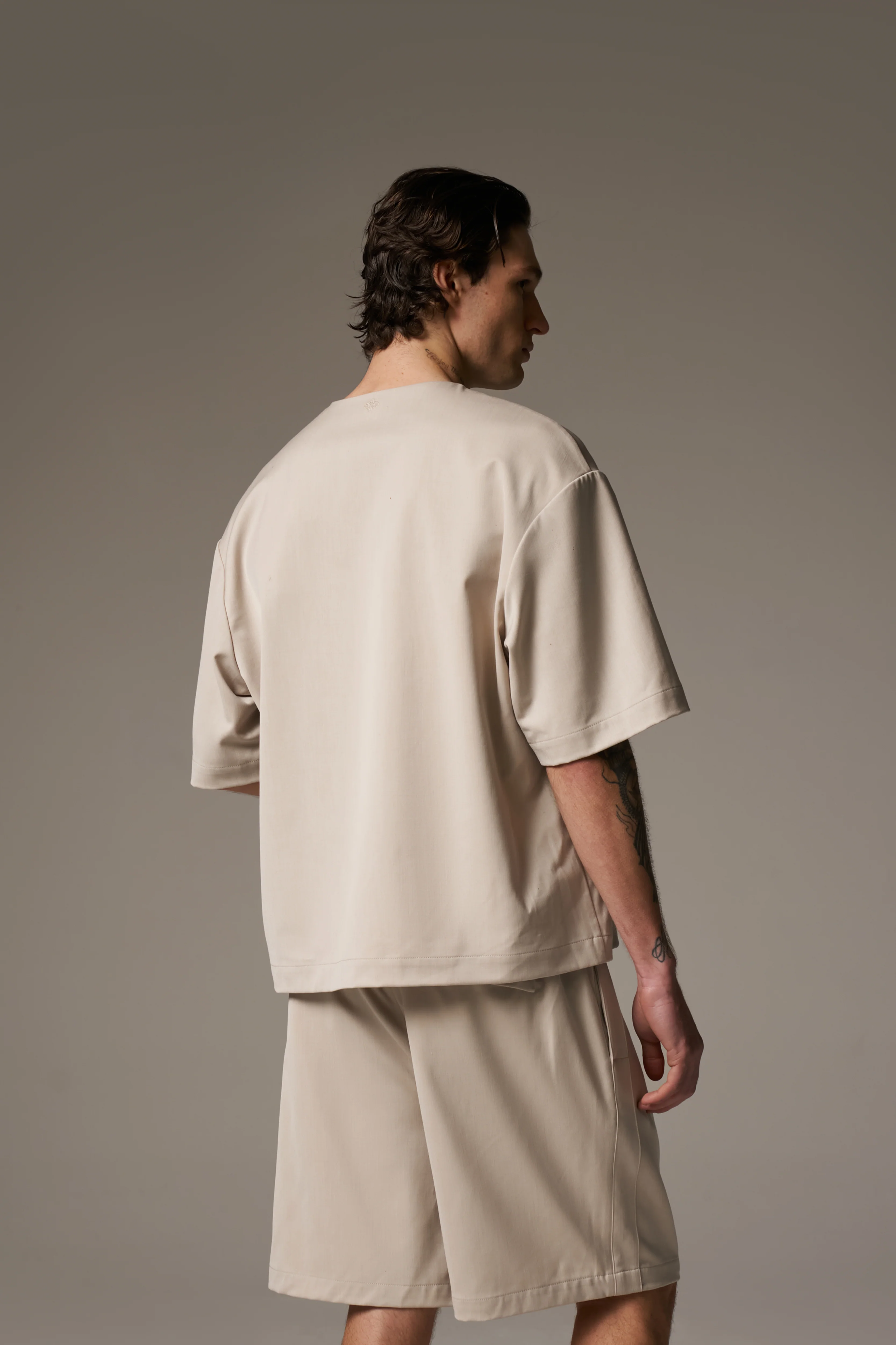 SMART WOVEN SHIRT - STONE - Image 8