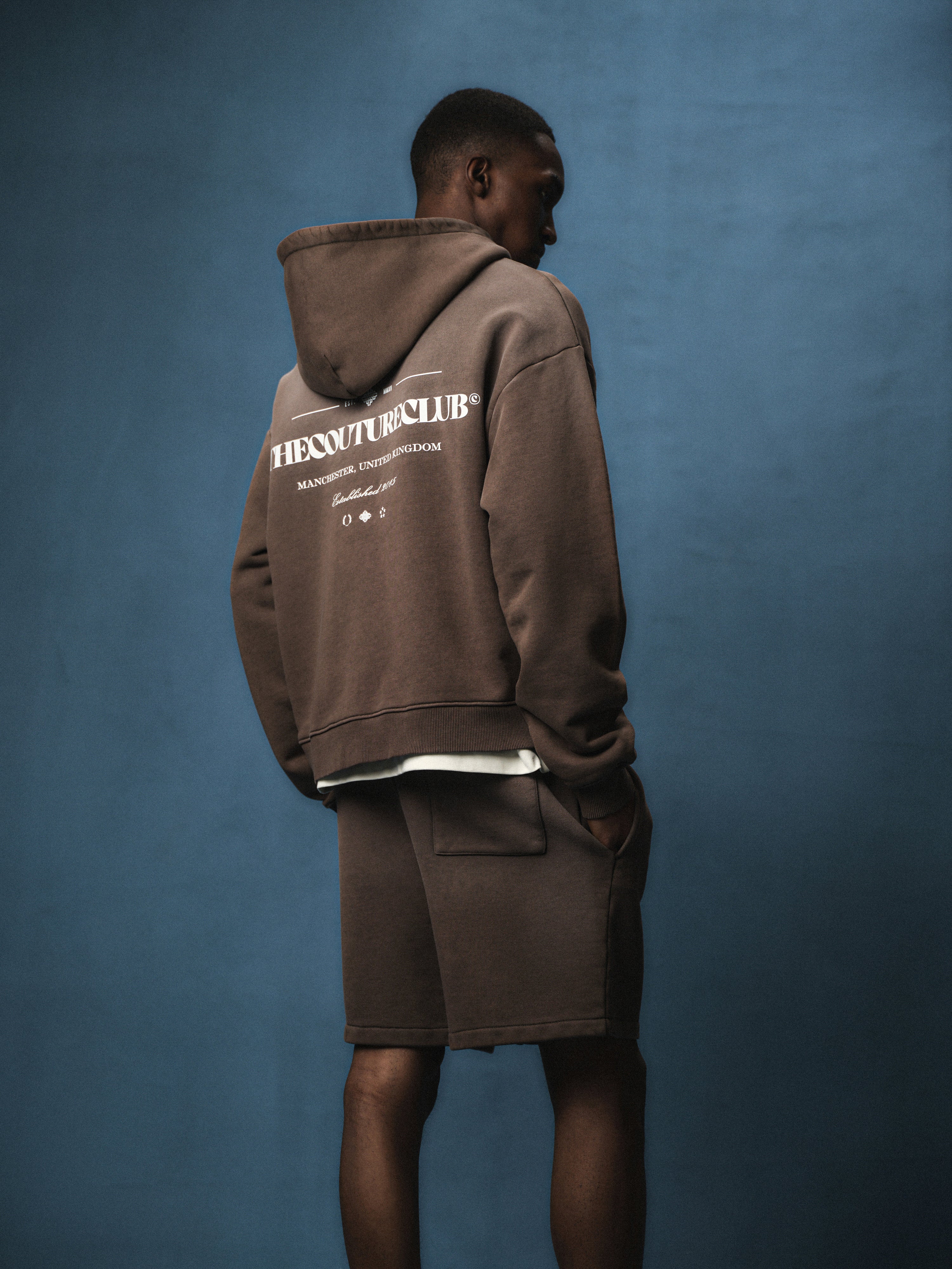 SPRAY WASH COPYRIGHT MULTI GRAPHIC ZIP THROUGH HOODIE - BROWN - Image 5