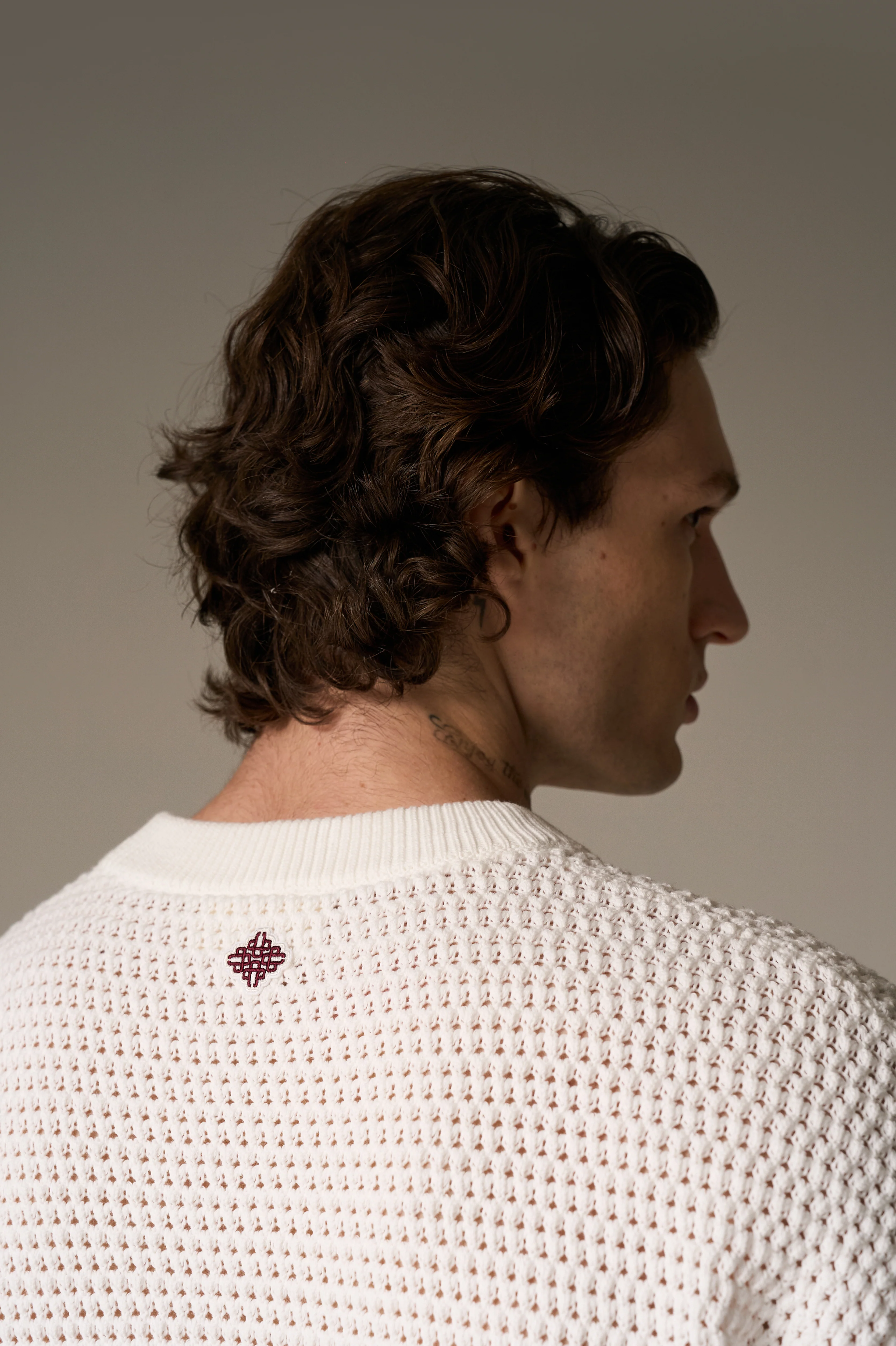 STRIPE CROCHET KNIT T-SHIRT - BURGUNDY - Image 7