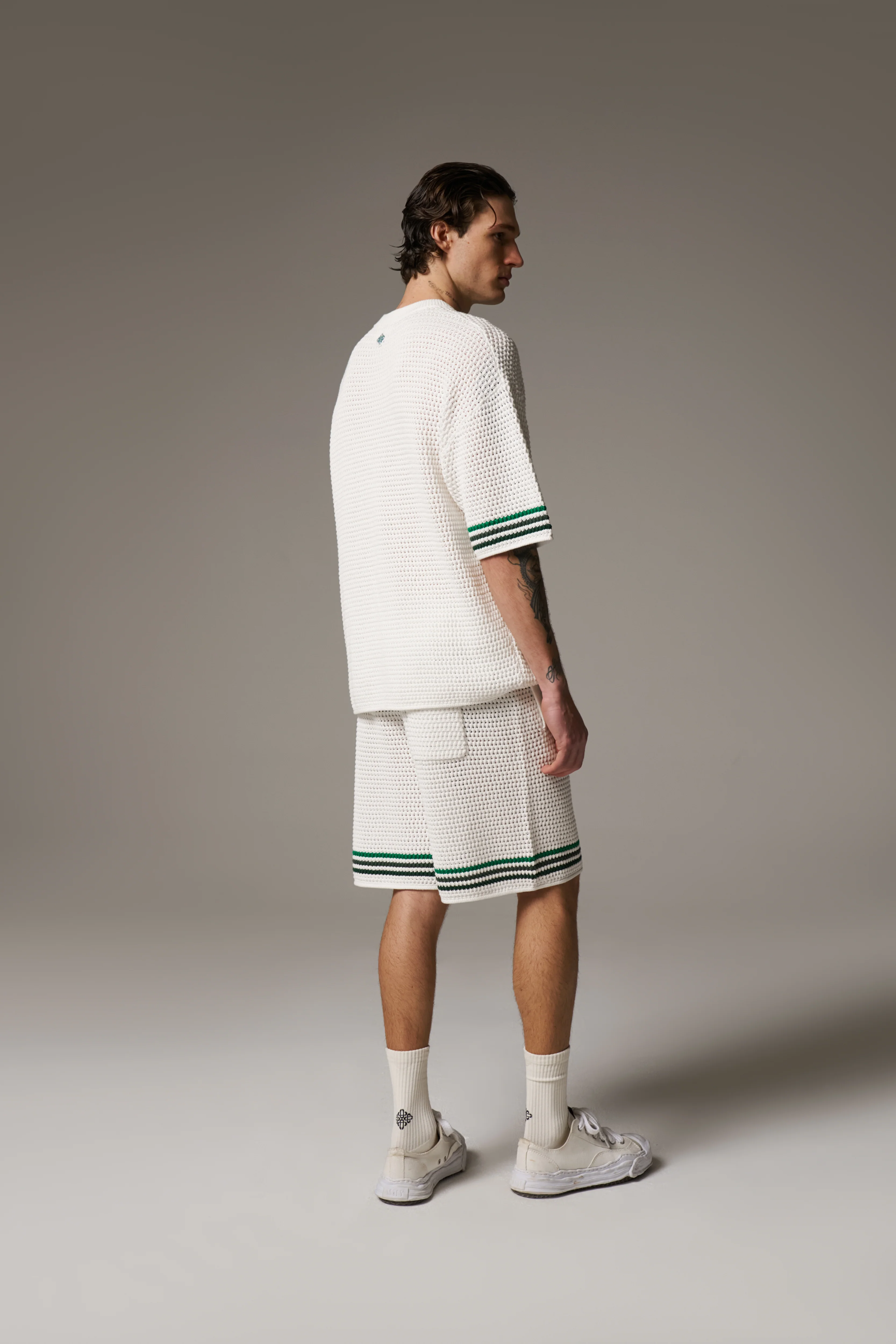 STRIPE CROCHET KNIT T-SHIRT - WHITE - Image 6