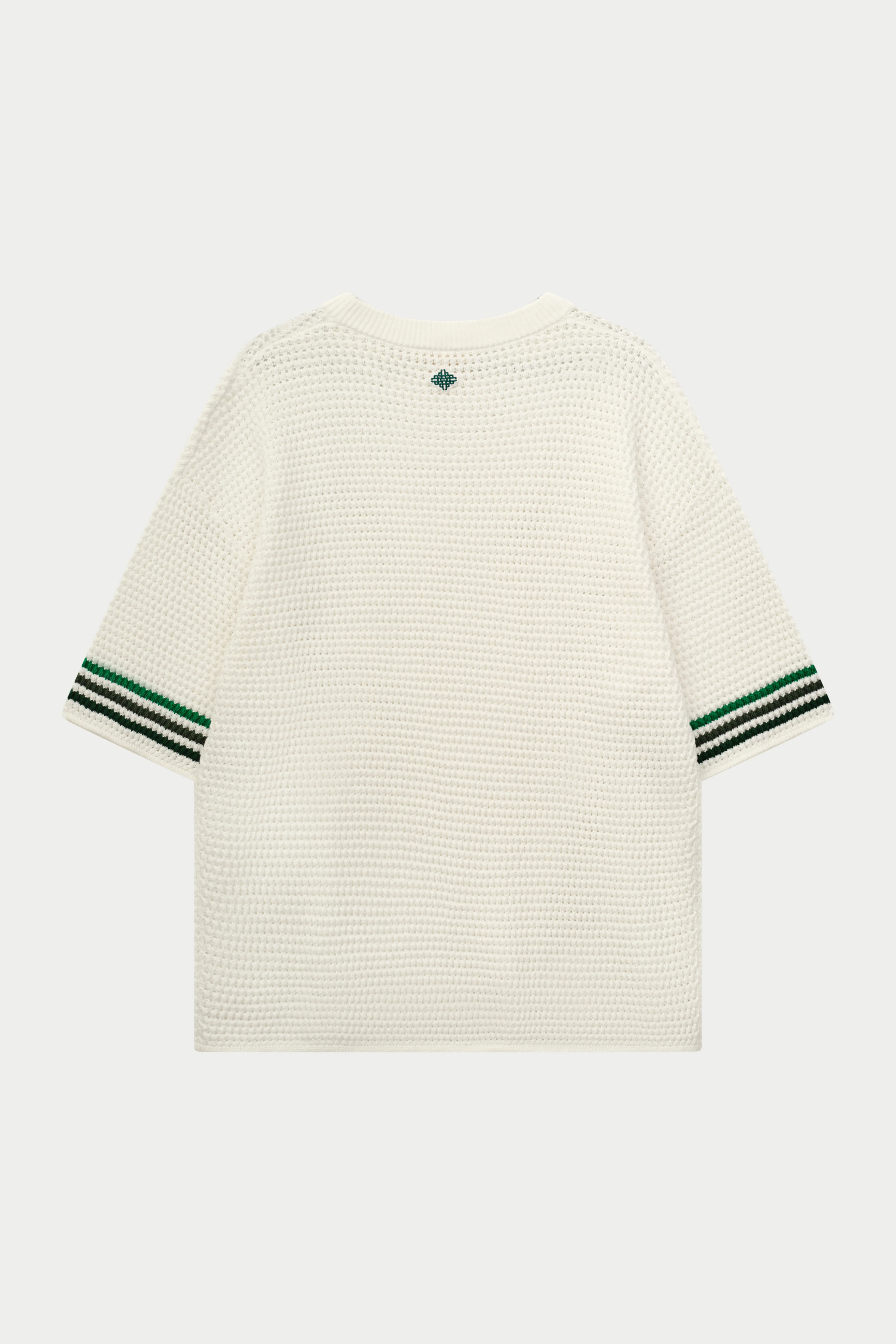 STRIPE CROCHET KNIT T-SHIRT - WHITE - Image 7