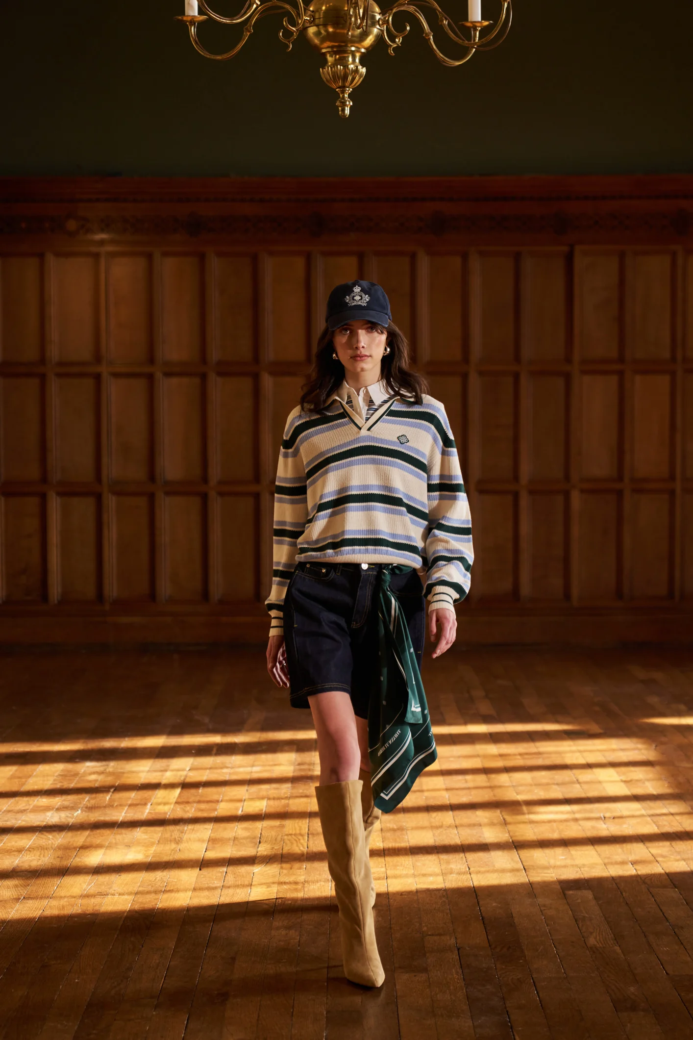 STRIPE KNITTED POLO SWEATSHIRT - OFF WHITE - Image 7