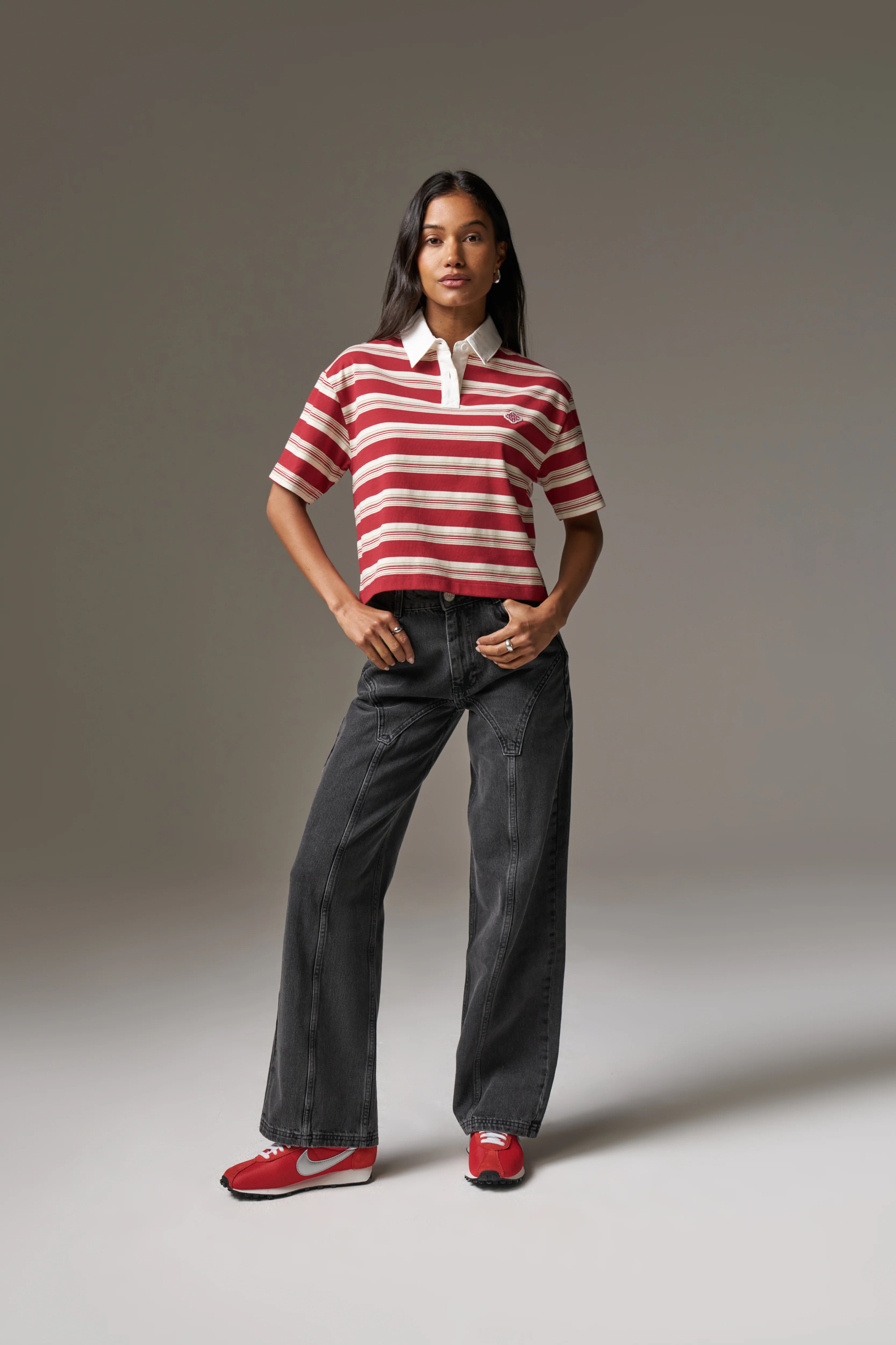 STRIPED POLO TEE - RED - Image 3