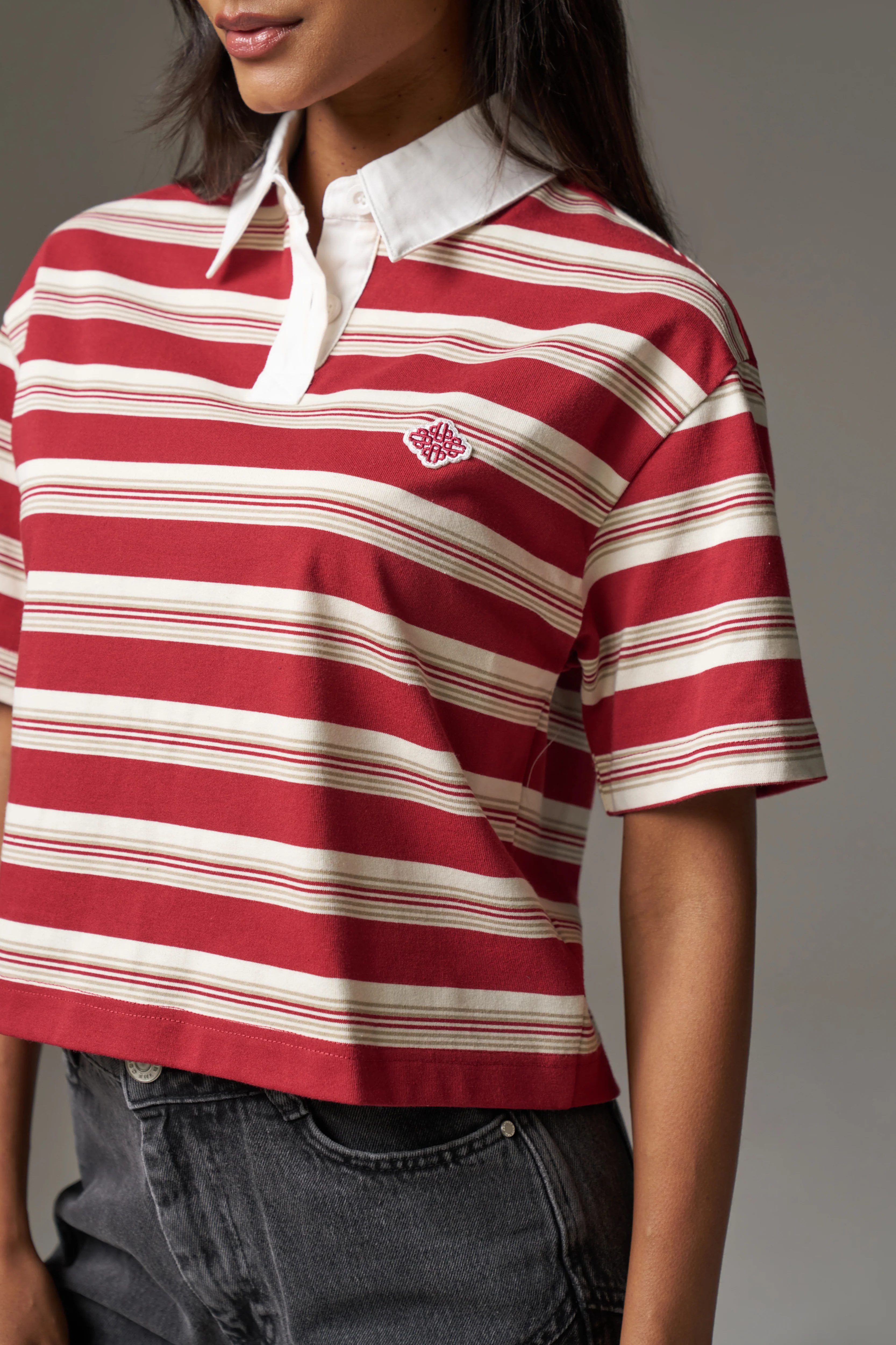 STRIPED POLO TEE - RED - Image 4