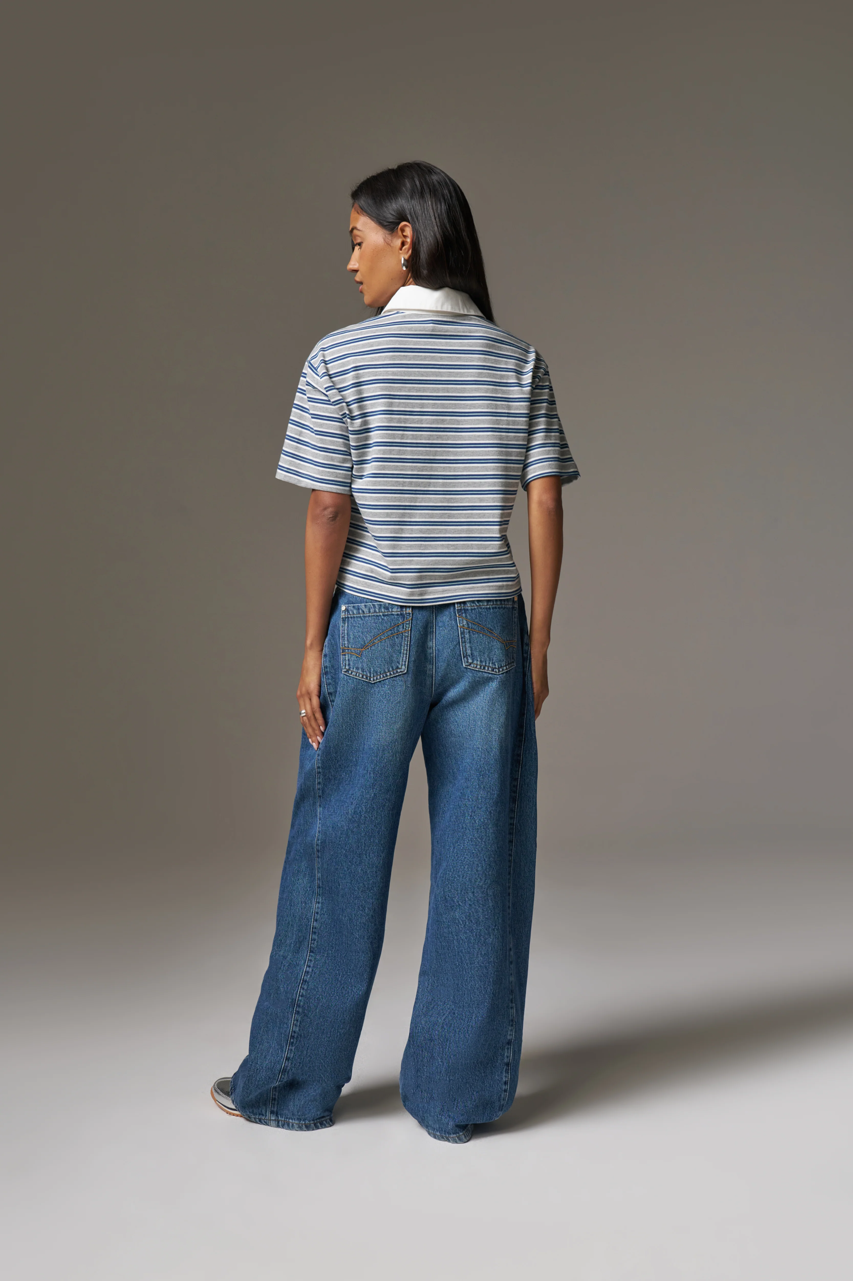 STRIPED POLO TEE - GREY - Image 6