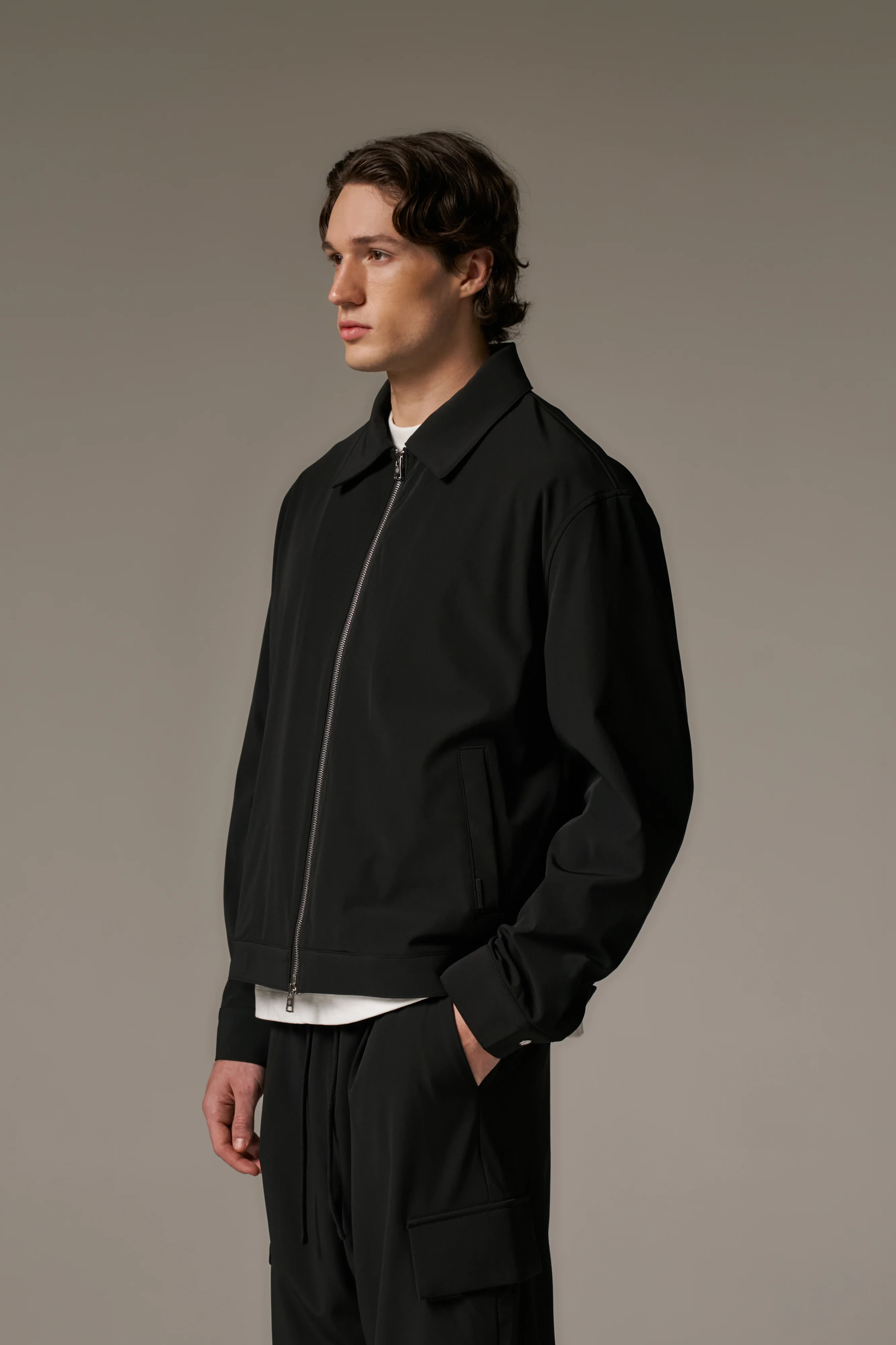 TECHNICAL ZIP THROUGH JACKET - BLACK - Image 5