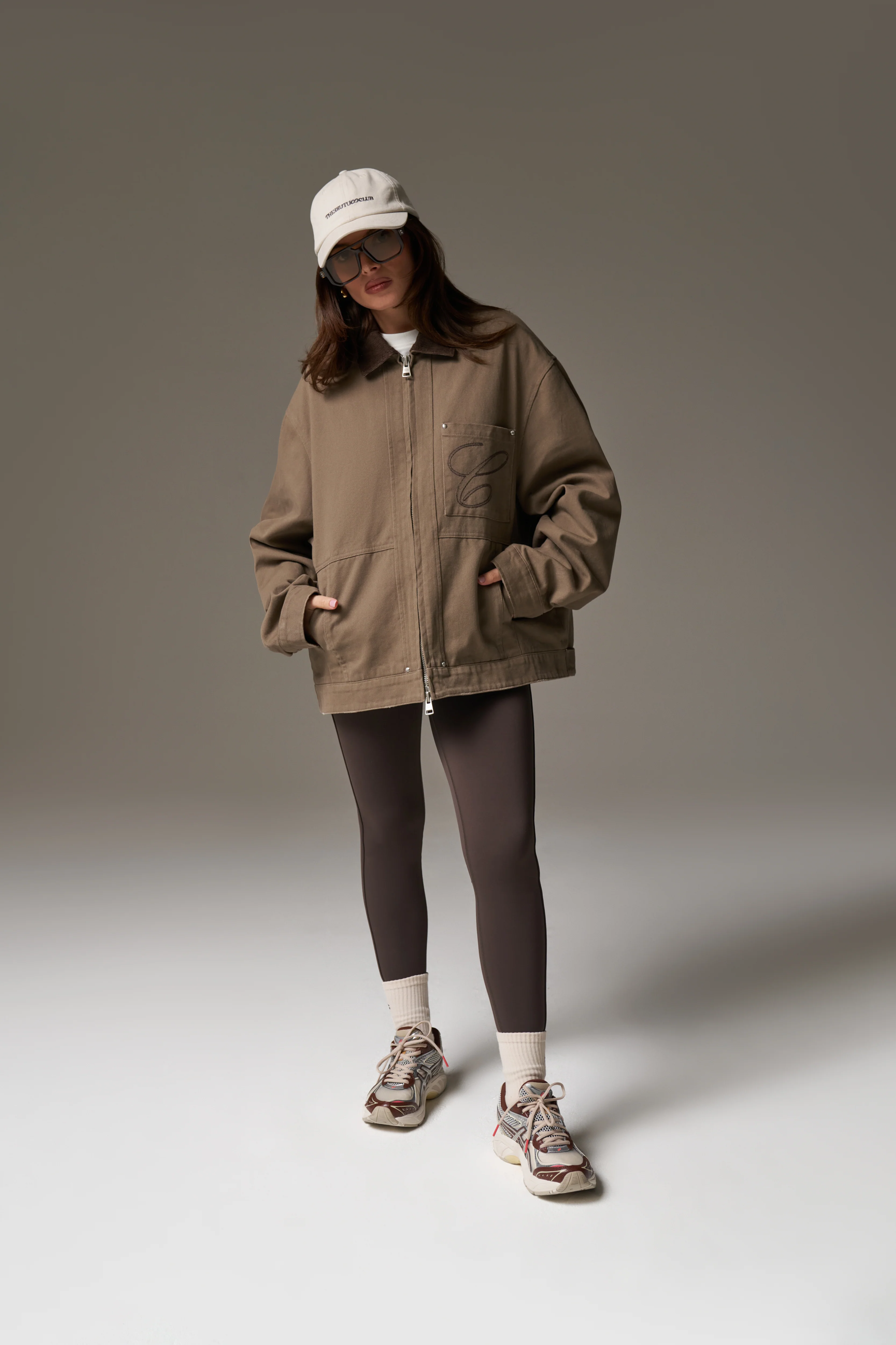 TWILL CONTRAST COLLAR JACKET - WASHED BROWN - Image 14