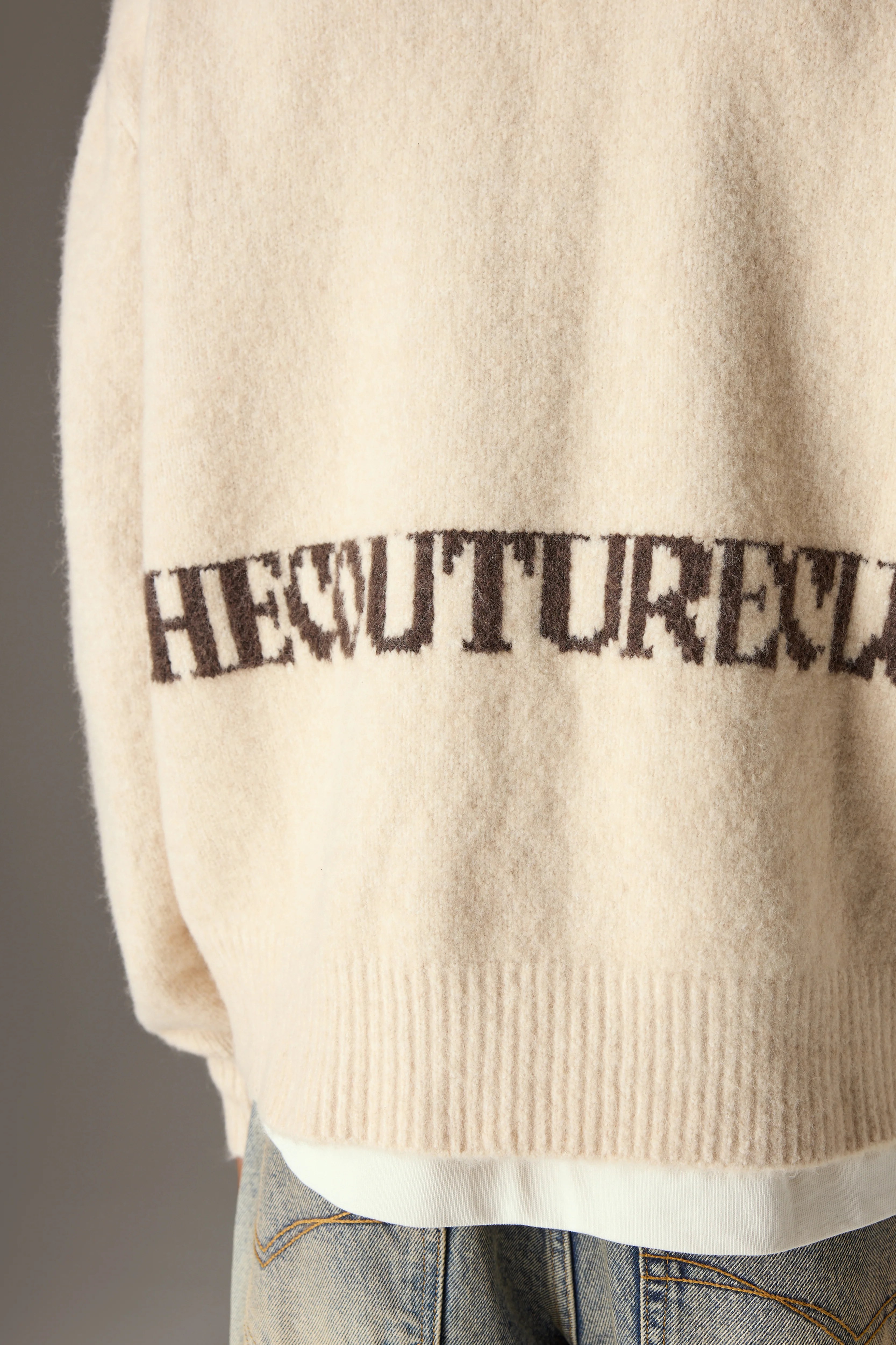 COPYRIGHT BRUSHED KNIT JUMPER - OFF WHITE - Image 5