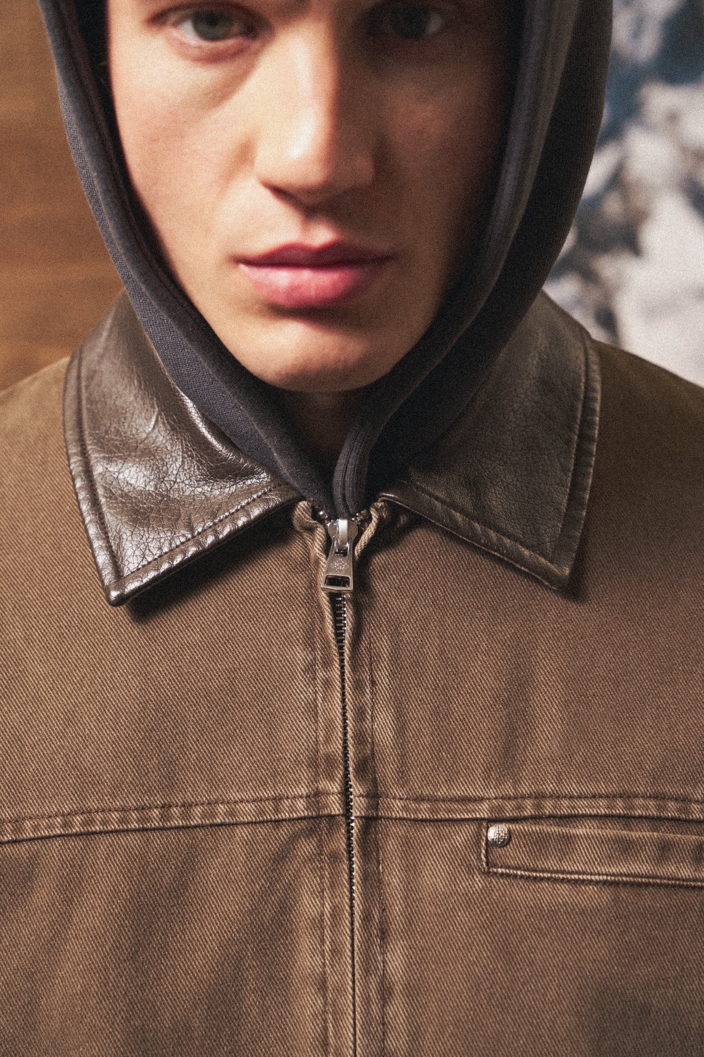 WASHED TWILL PADDED JACKET - BROWN - Image 5
