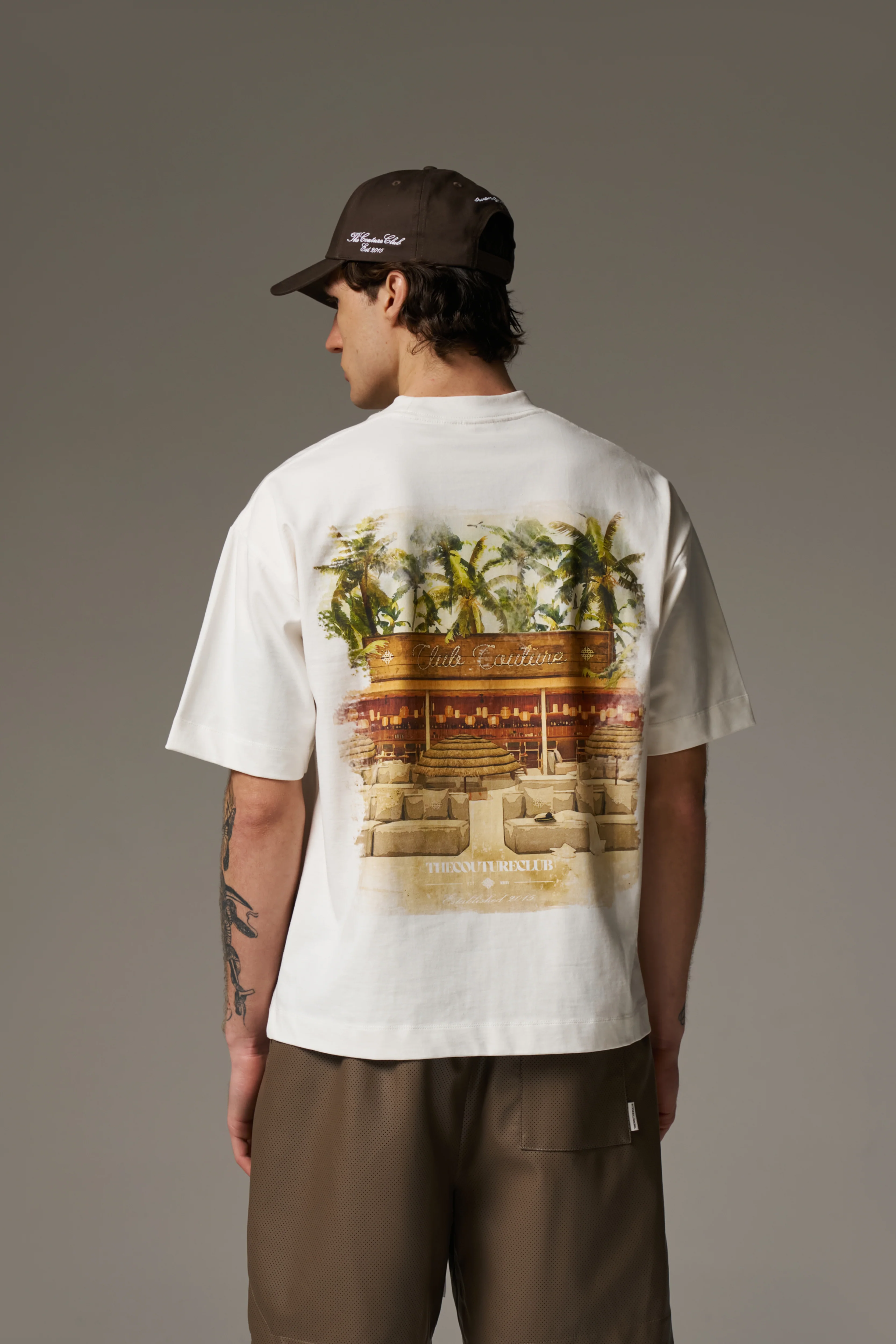 WATERCOLOUR BEACH CLUB PRINTED T-SHIRT - OFF WHITE - Image 3